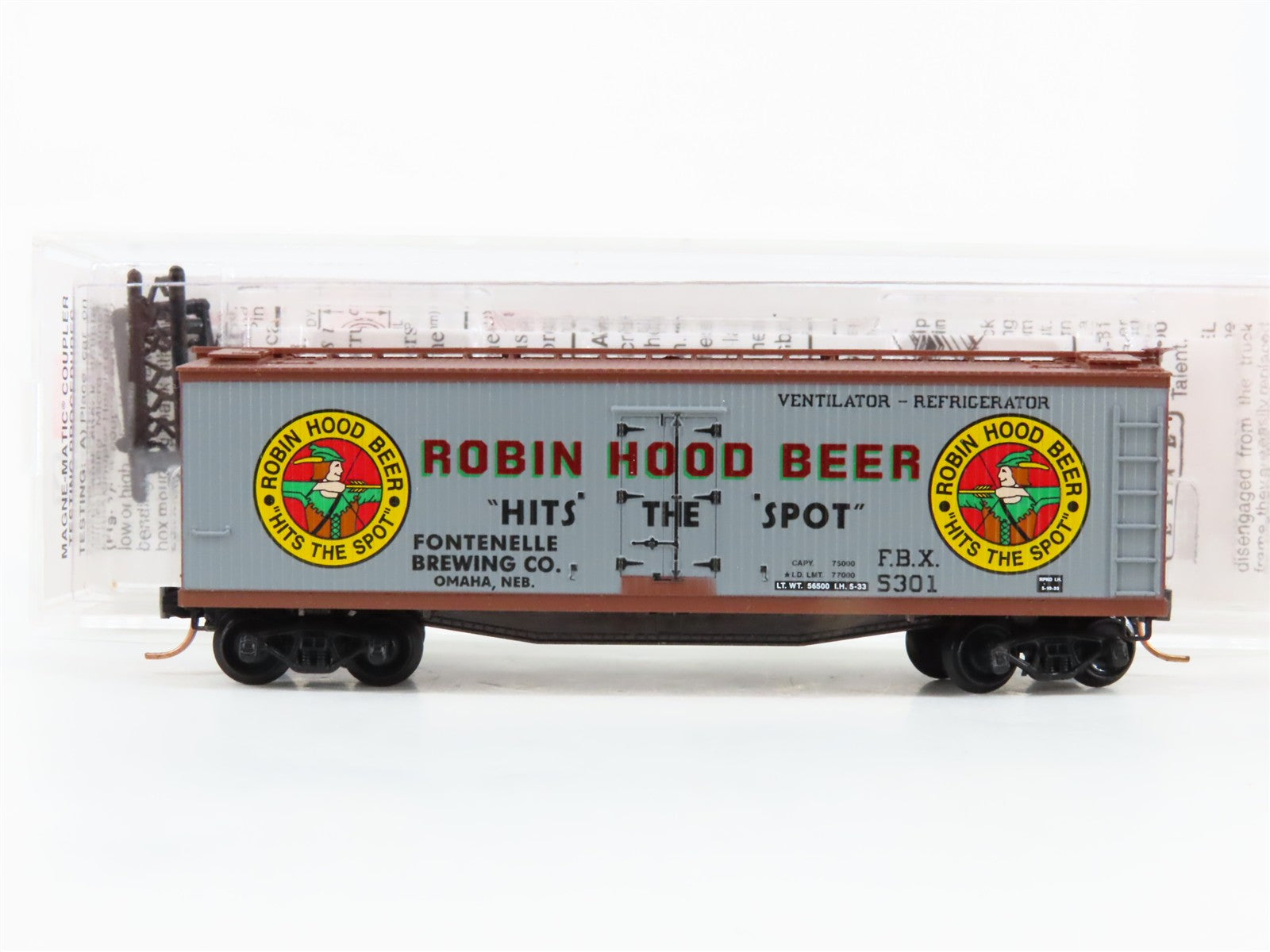 N Scale Micro-Trains MTL 49450 FBX Robin Hood Beer 40' Reefer 5301 RTR
