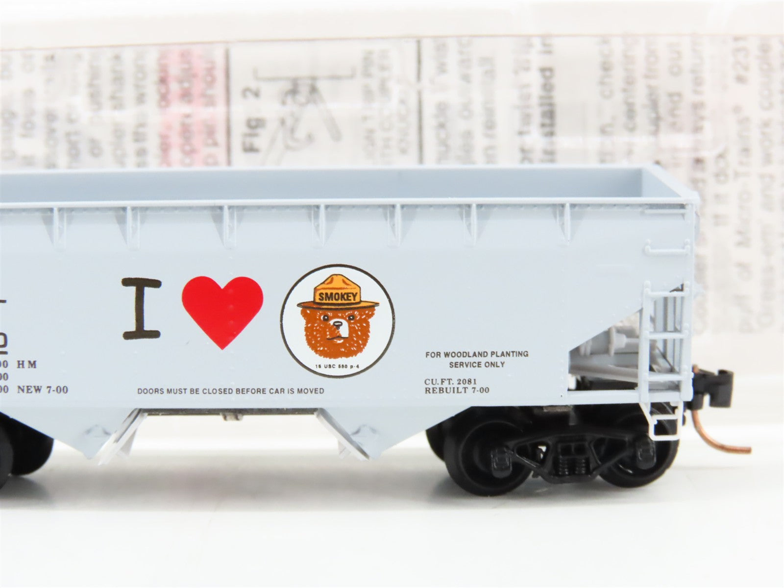 N Scale Micro-Trains MTL 55450 SBX Smokey Bear 33' 2-Bay Hopper 72000