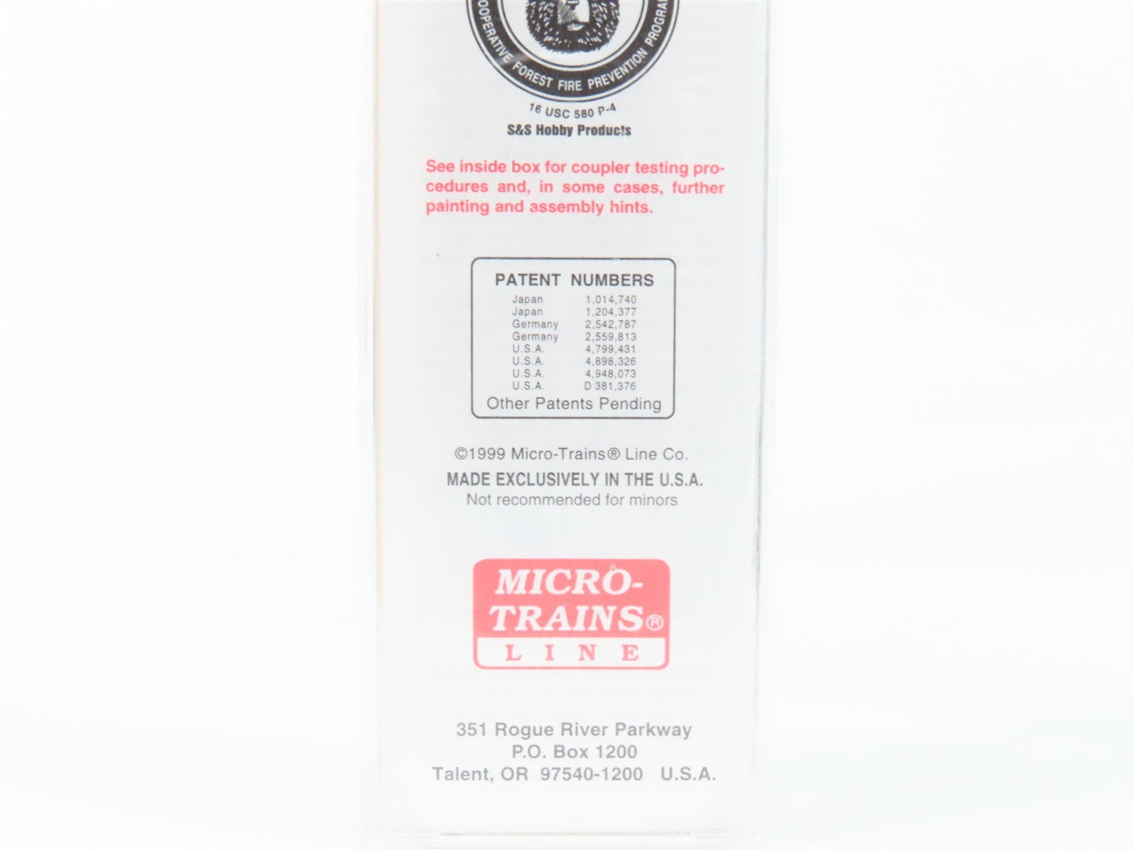 N Scale Micro-Trains MTL 21260 SBX Smokey Bear 40' Plug Door Box Car 1999 RTR