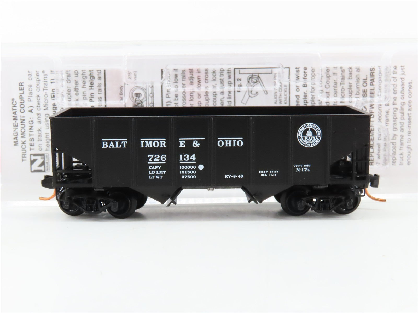 N Scale Micro-Trains MTL 05600390 Baltimore & Ohio 33' 2-Bay Hopper RTR