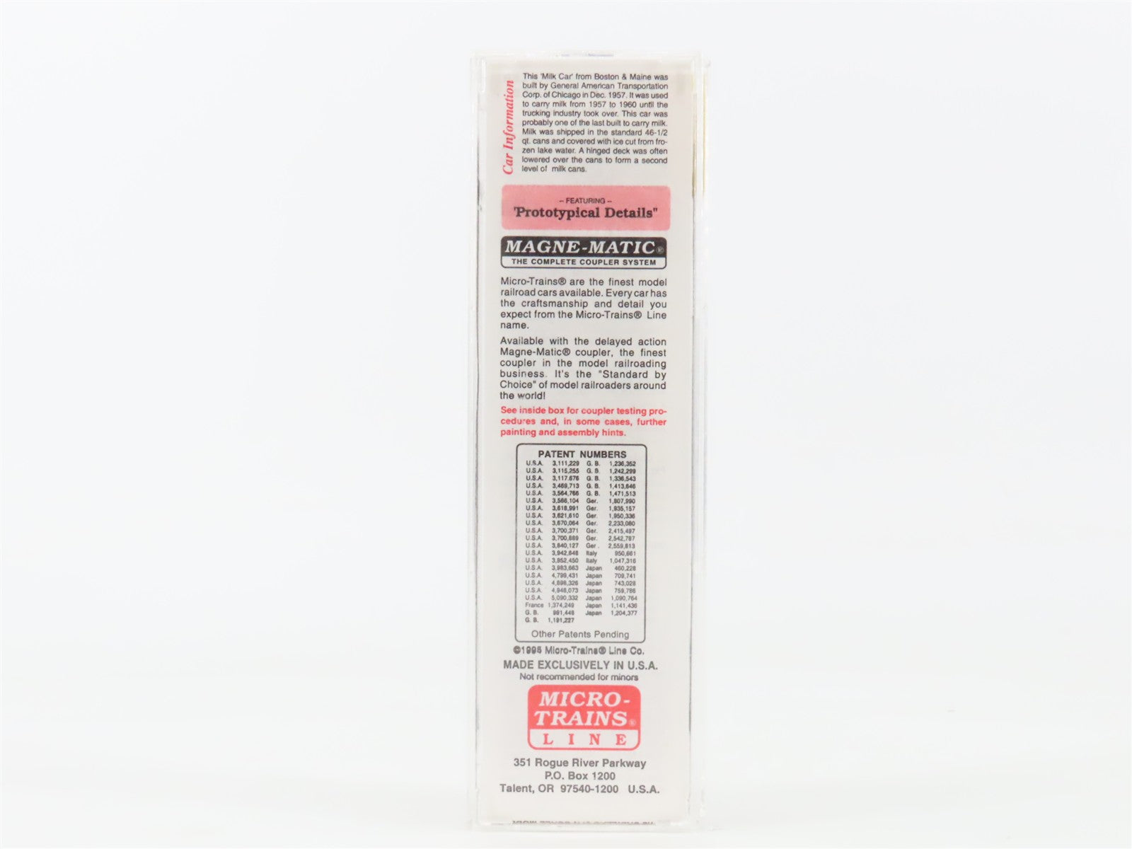 N Scale Micro-Trains MTL 32330 Boston & Maine 50' Plug Door Milk Box Car RTR