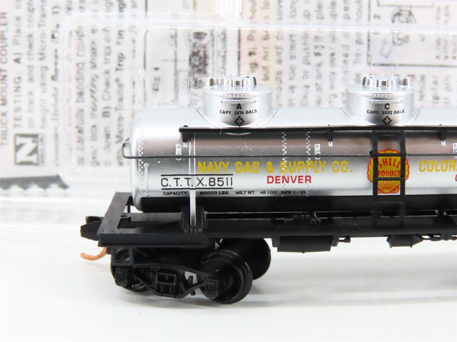 N Scale Micro-Trains MTL 06600080 CTTX Navy Gas & Supply 3-Dome Tank Car 8511