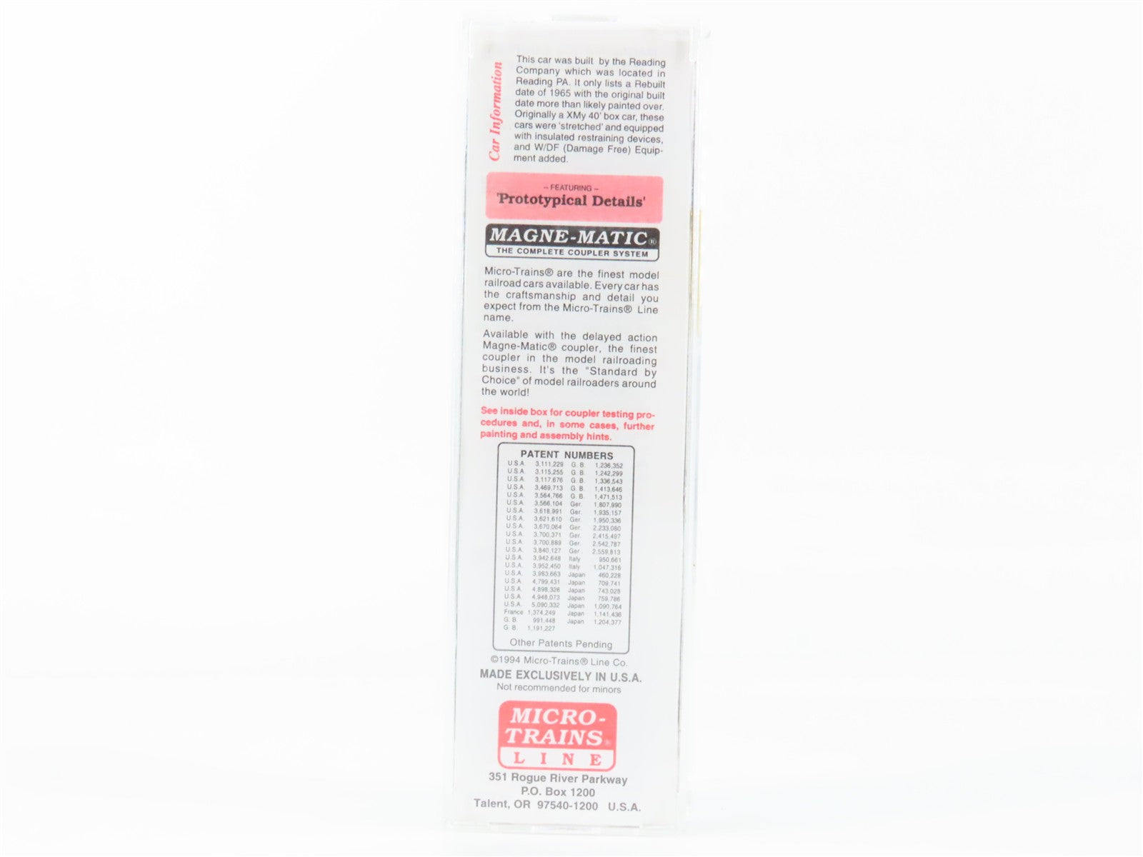 N Scale Micro-Trains MTL 32320 RDG Reading 50' Plug Door Box Car 17059 RTR