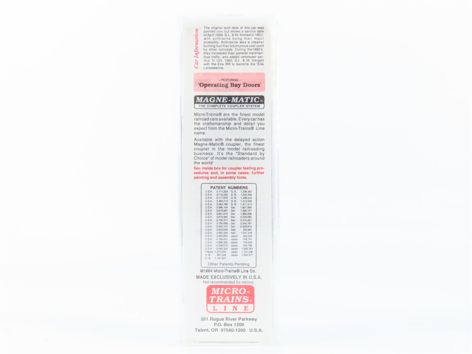 N Scale Micro-Trains MTL 55360 Delaware, Lackawanna & Western 33' Hopper RTR
