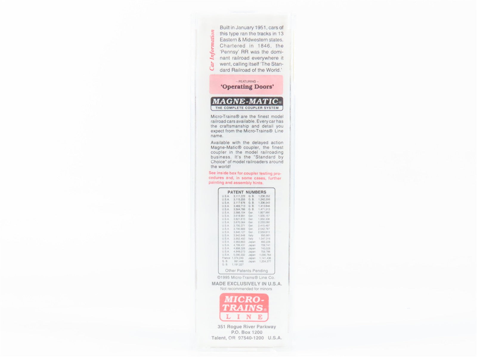 N Scale Micro-Trains MTL 20780 PRR Pennsylvania 40' Box Car 603116 RTR