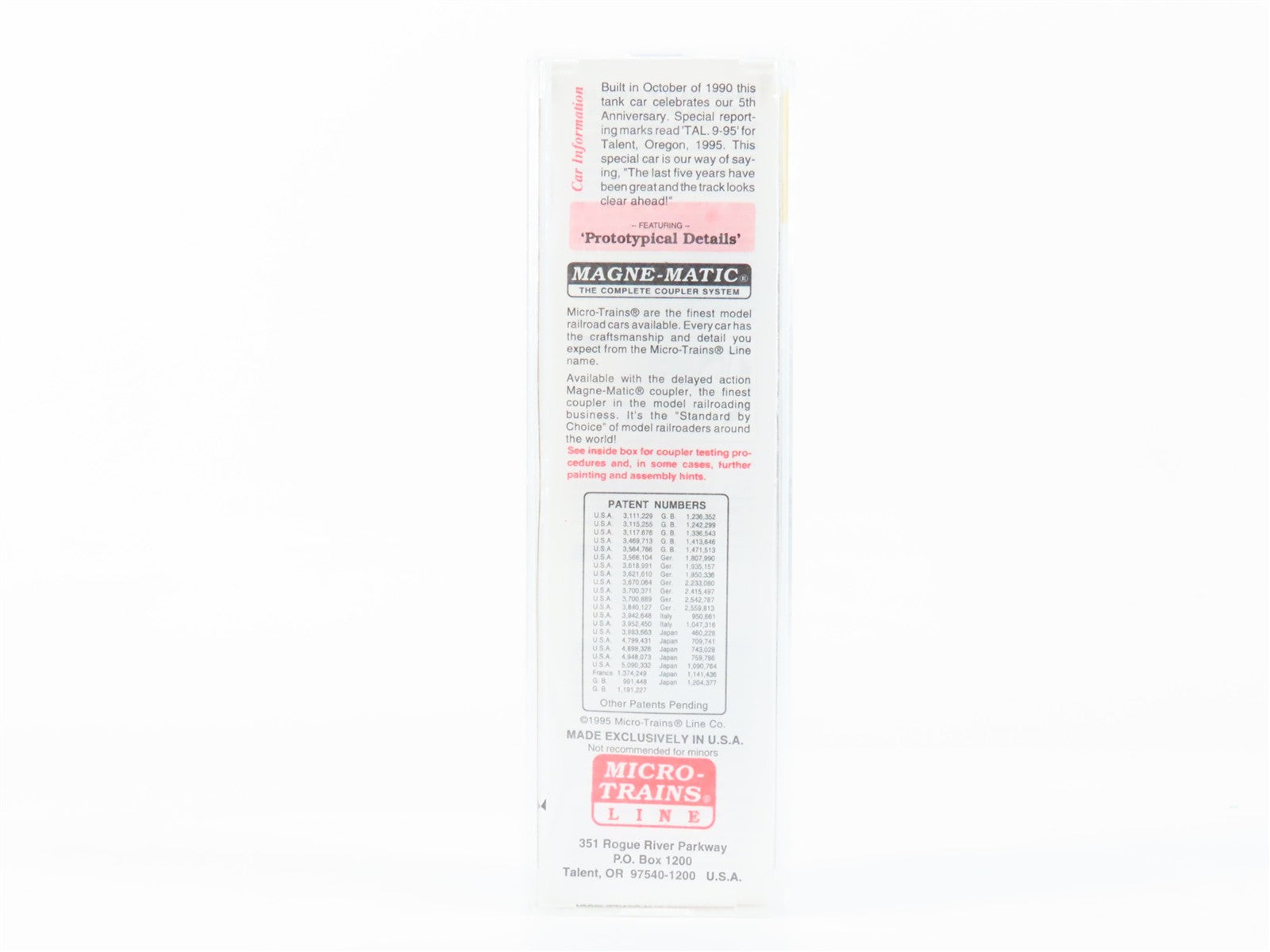 N Scale Micro-Trains MTL 65380 MTL Micro-Trains Line 39' Tank Car 1995 RTR