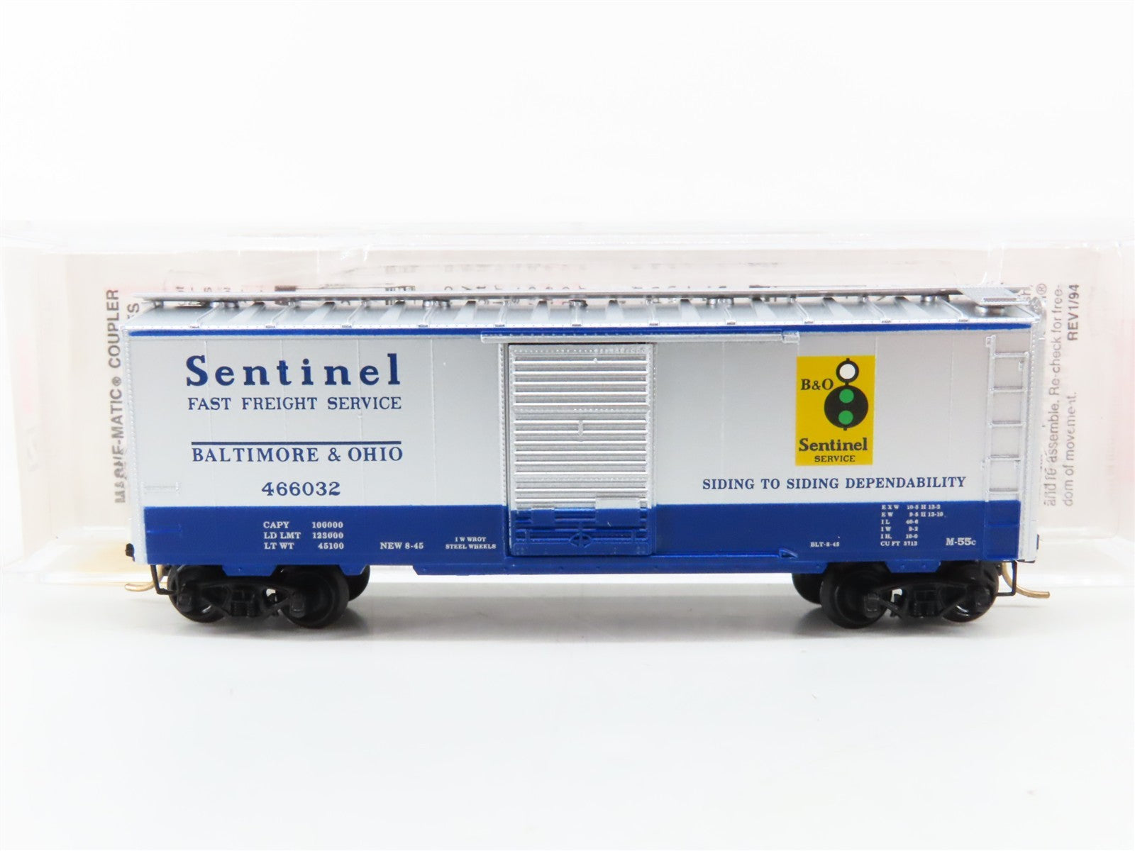 N Scale Micro-Trains MTL 20256 B&O Baltimore & Ohio Sentinel 40' Box Car 466032