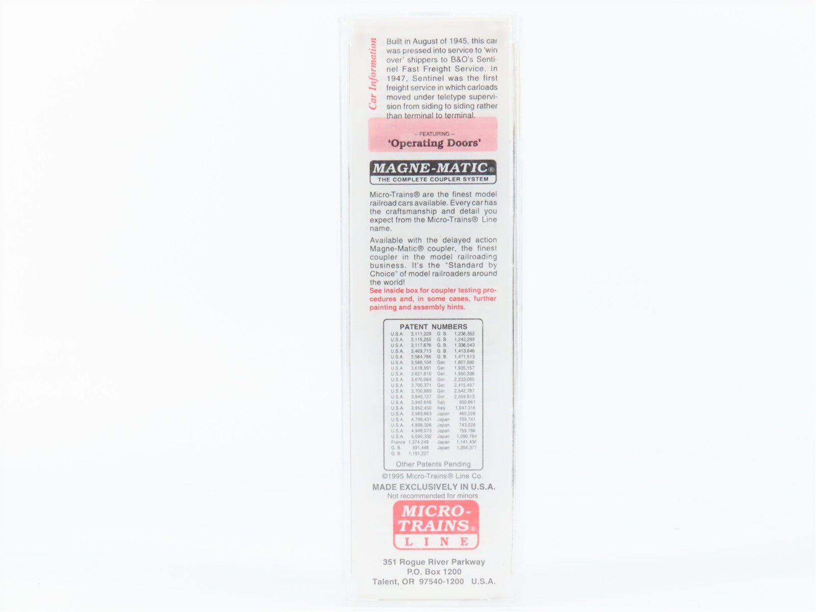N Scale Micro-Trains MTL 20256 B&O Baltimore & Ohio Sentinel 40' Box Car 466032