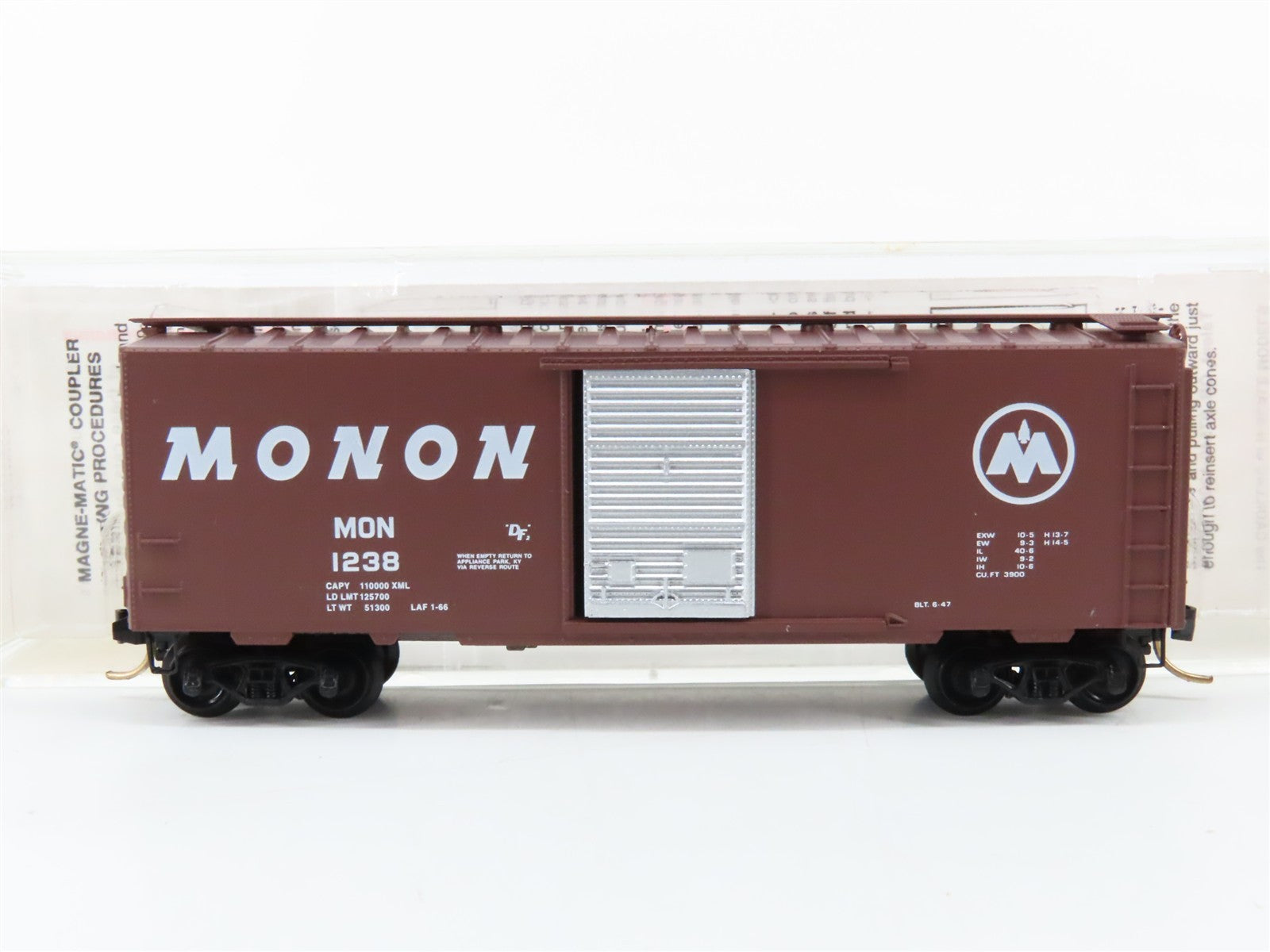 N Scale Micro-Trains MTL 20770 MON Monon 40' Single Door Box Car 1238 RTR