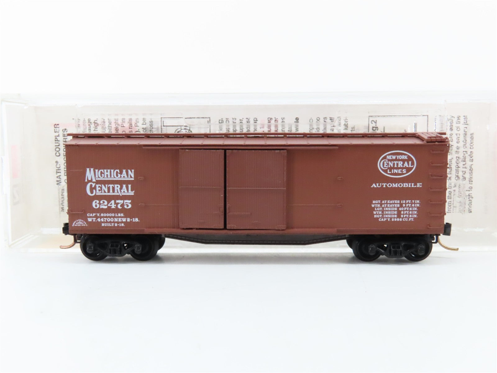 N Scale Micro-Trains MTL 43060 MC Michigan Central 40' Box Car 62475 RTR