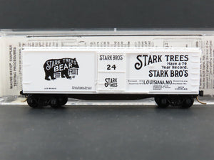 N Scale Micro-Trains MTL 42010 Stark Bro's 40' Double-Sheathed Wood Box Car RTR