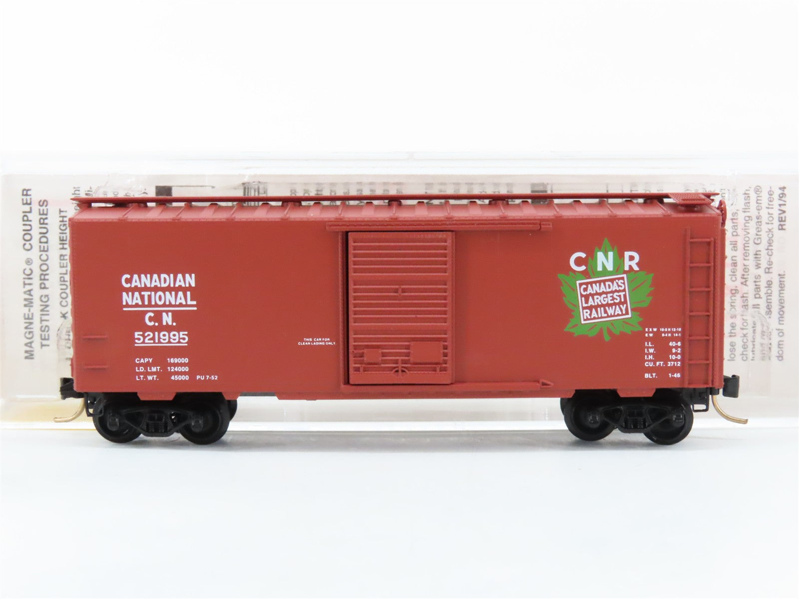 N Scale Micro-Trains MTL 20206 CN Canadian National 40' Box Car 521995 RTR