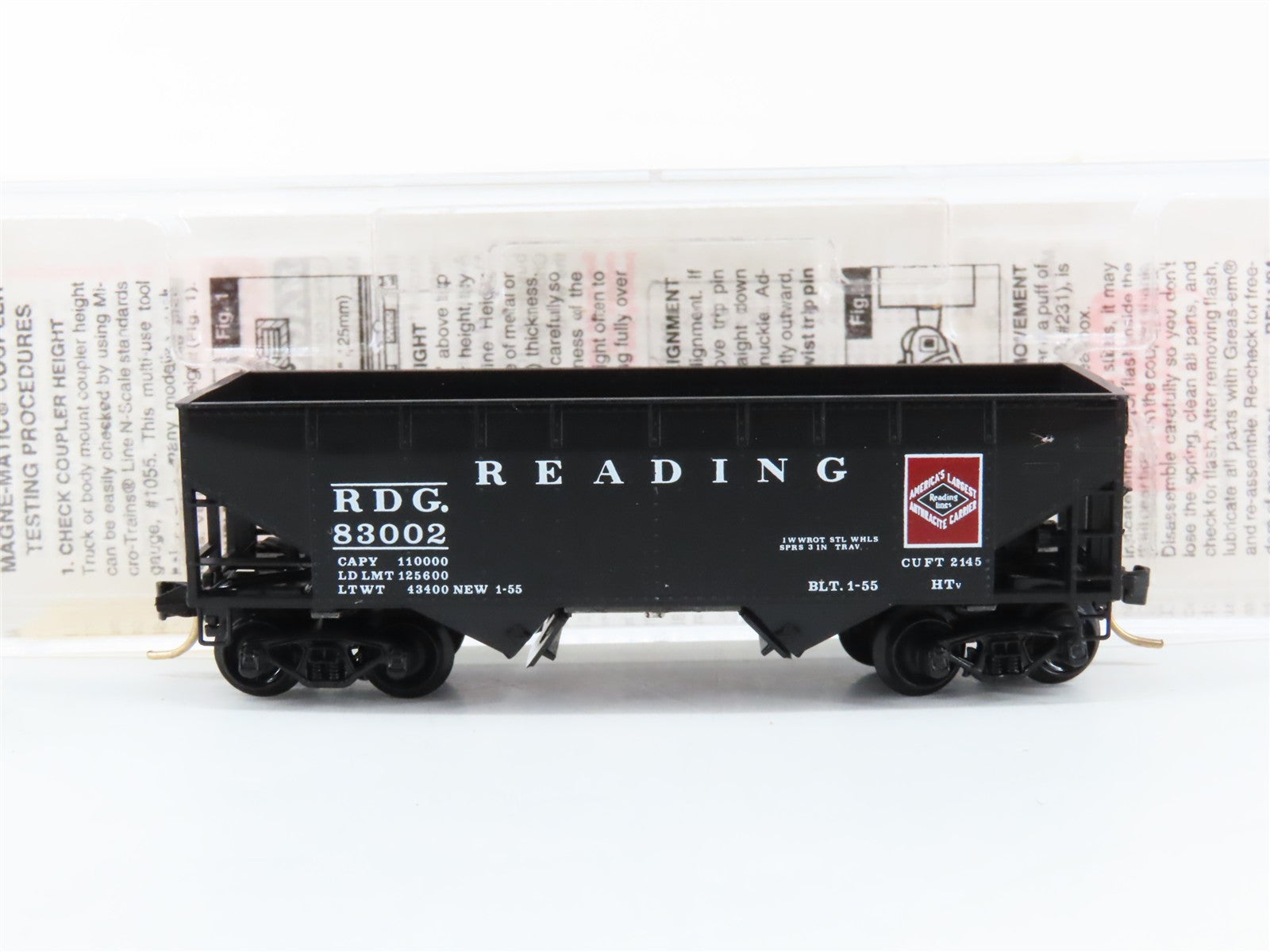 N Scale Micro-Trains MTL 55310 RDG Reading 33' 2-Bay Hopper Factory Interior RTR