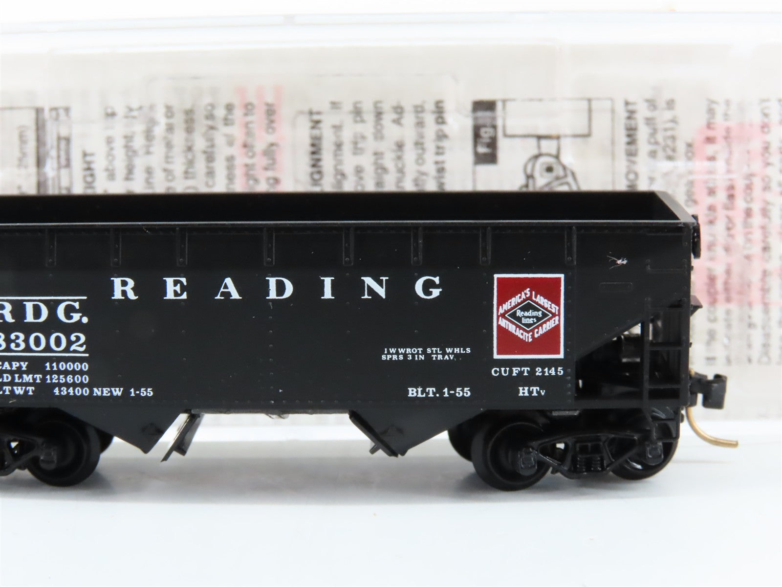 N Scale Micro-Trains MTL 55310 RDG Reading 33' 2-Bay Hopper Factory Interior RTR