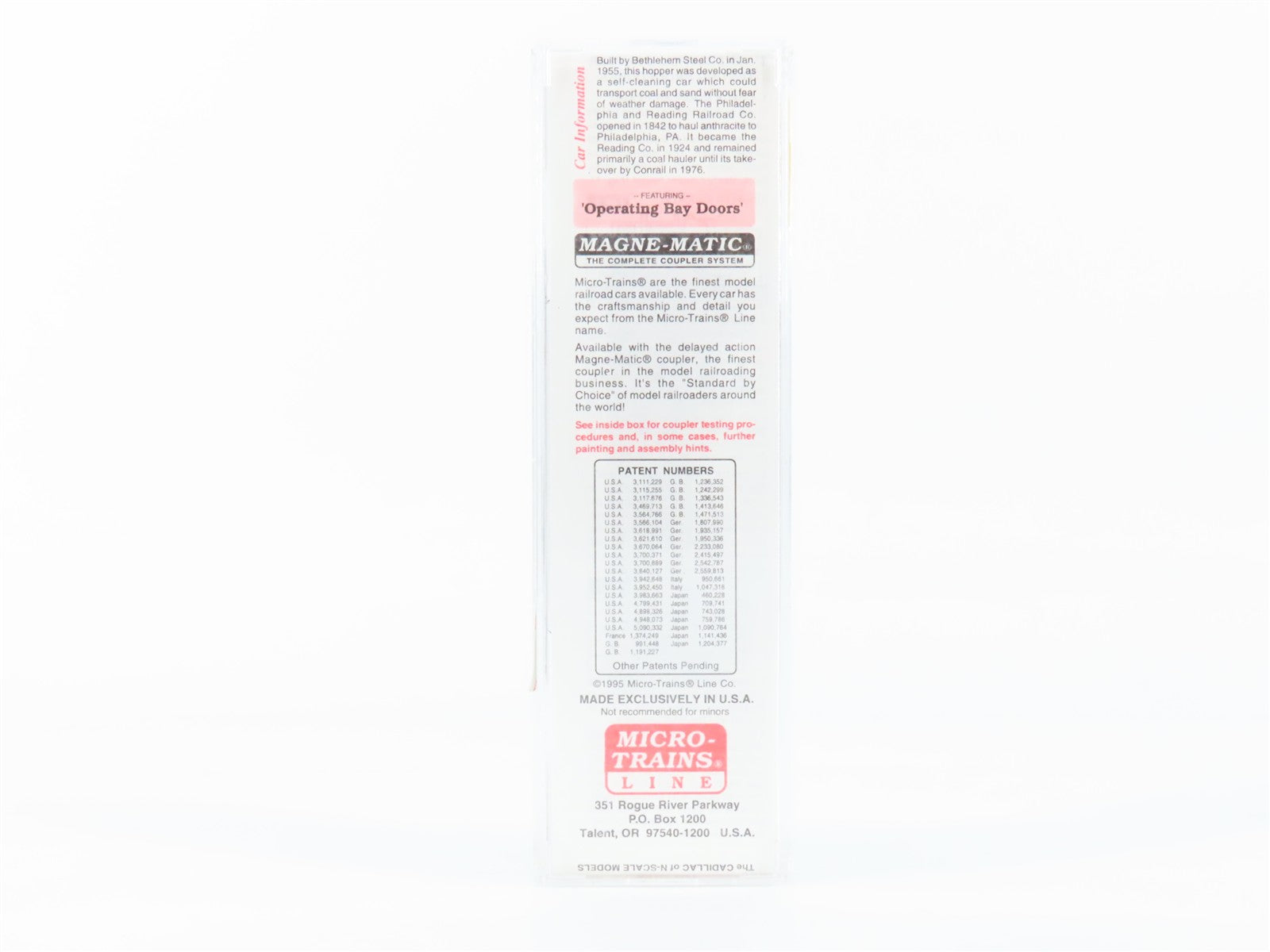 N Scale Micro-Trains MTL 55310 RDG Reading 33' 2-Bay Hopper Factory Interior RTR