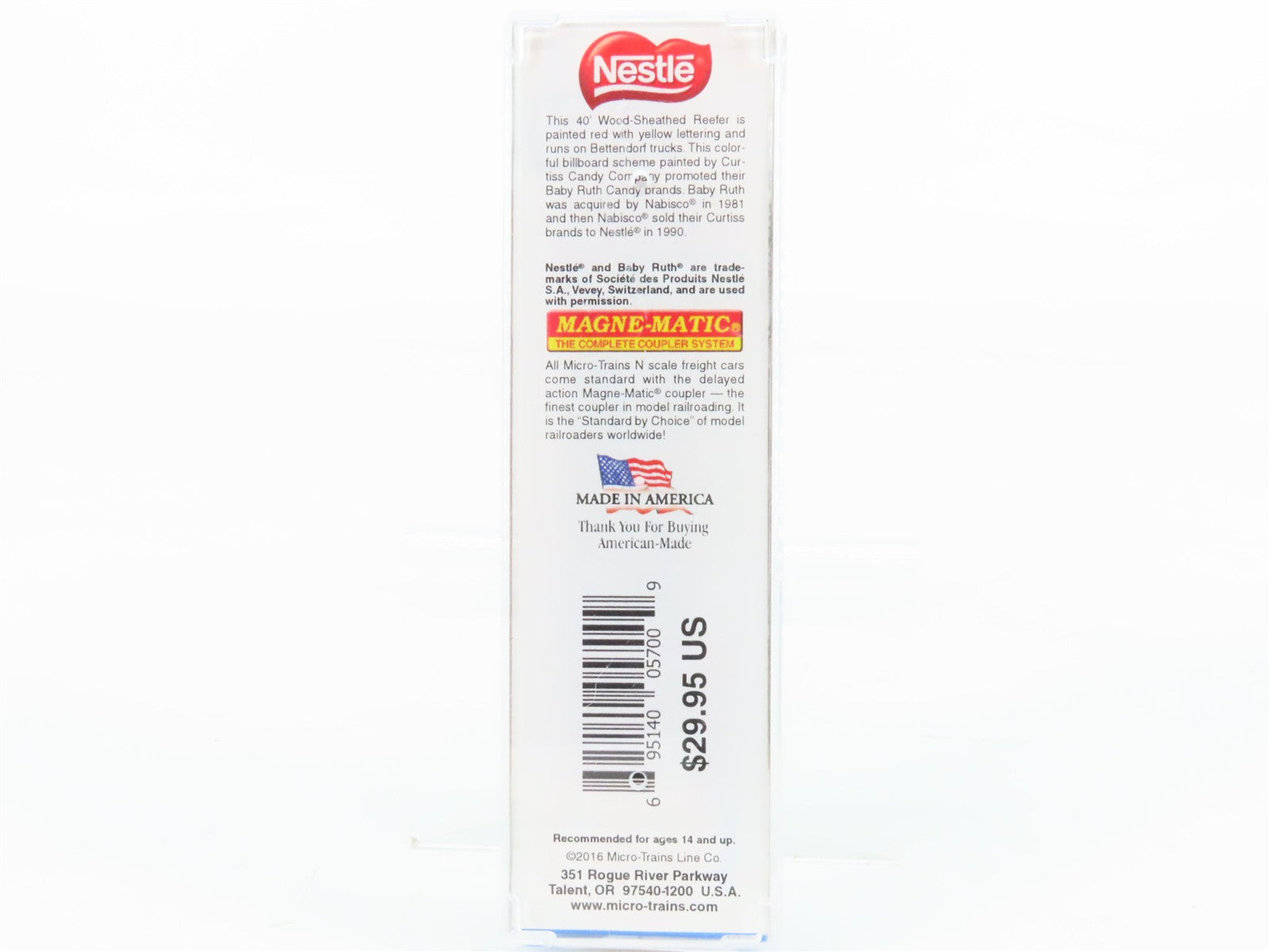 N Scale Micro-Trains MTL 04900730 NADX Baby Ruth 40' Reefer 6266 RTR
