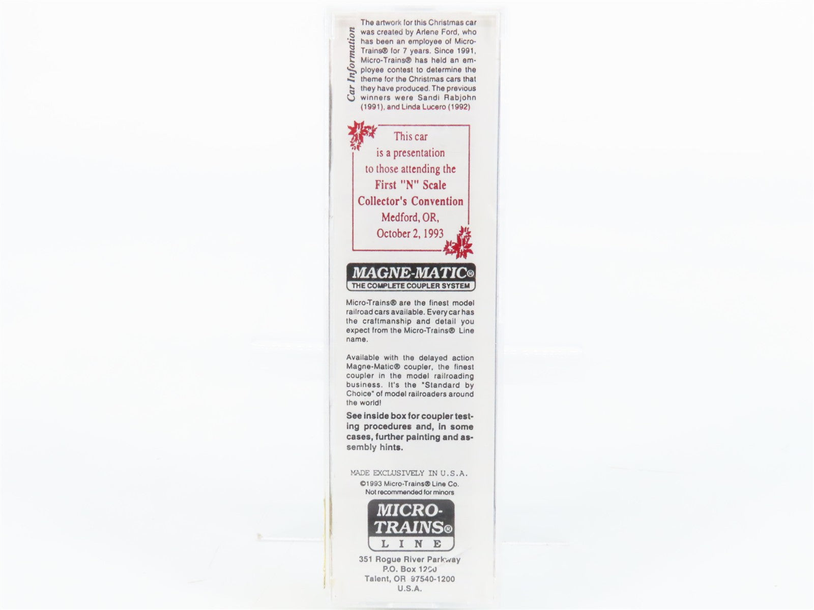 N Scale Micro-Trains MTL 37020 MTL Micro-Trains Line Box Car 1993 RTR