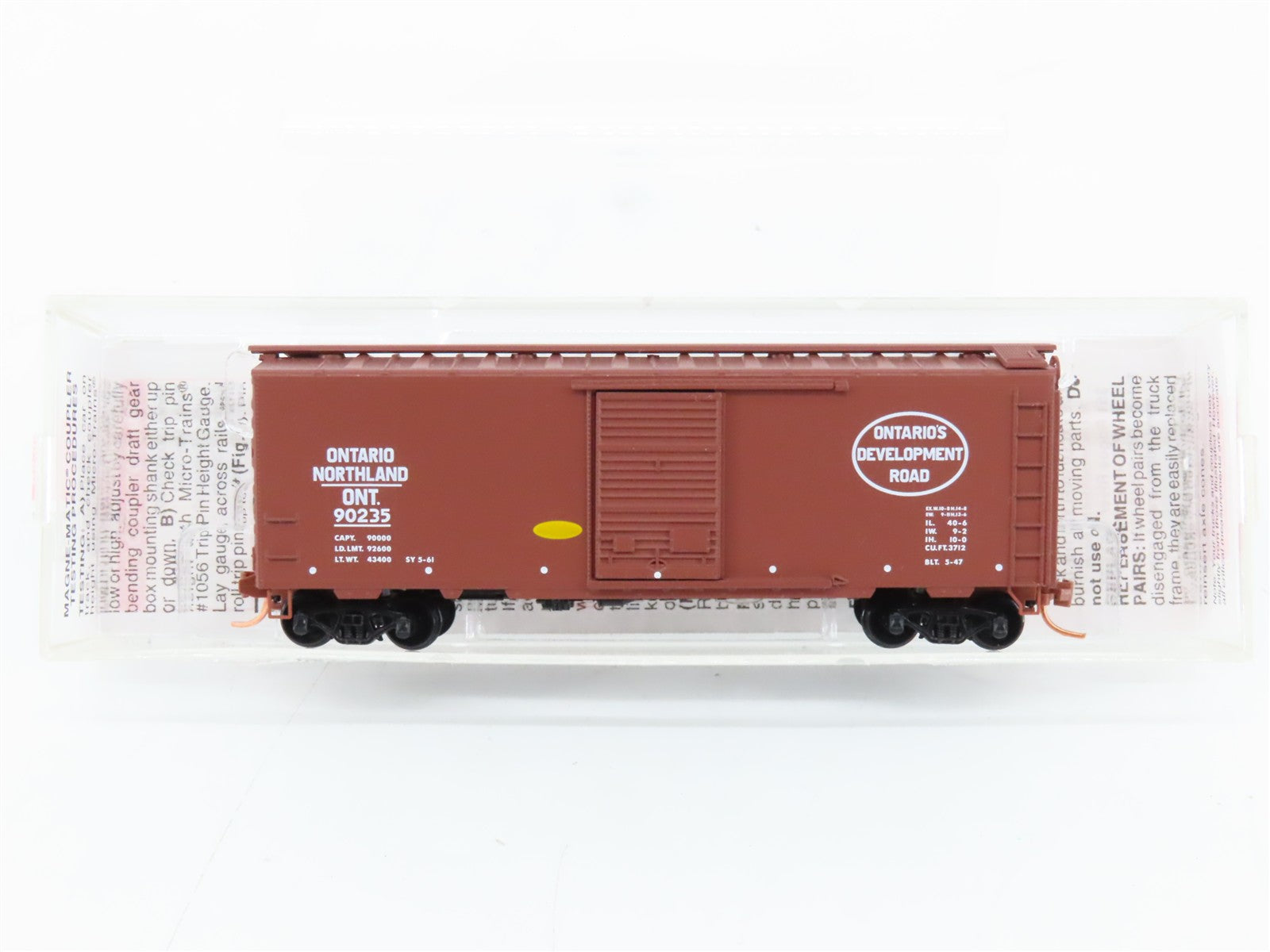 N Scale Micro-Trains MTL 02000376 ONT Ontario Northland 40' Box Car 90235 RTR