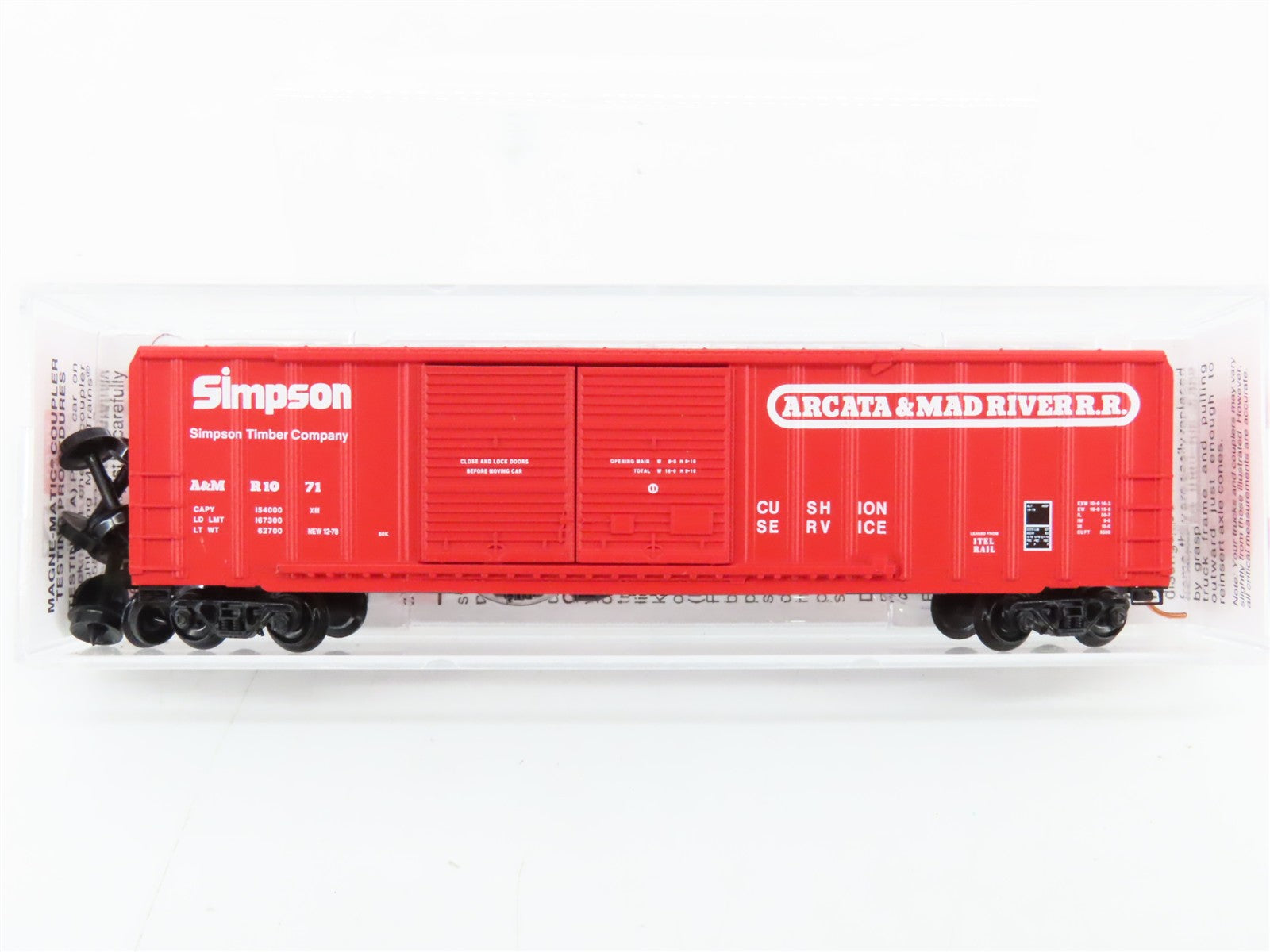 N Scale Micro-Trains MTL 03000110 Arcata & Mad River 50' Rib Side Box Car RTR