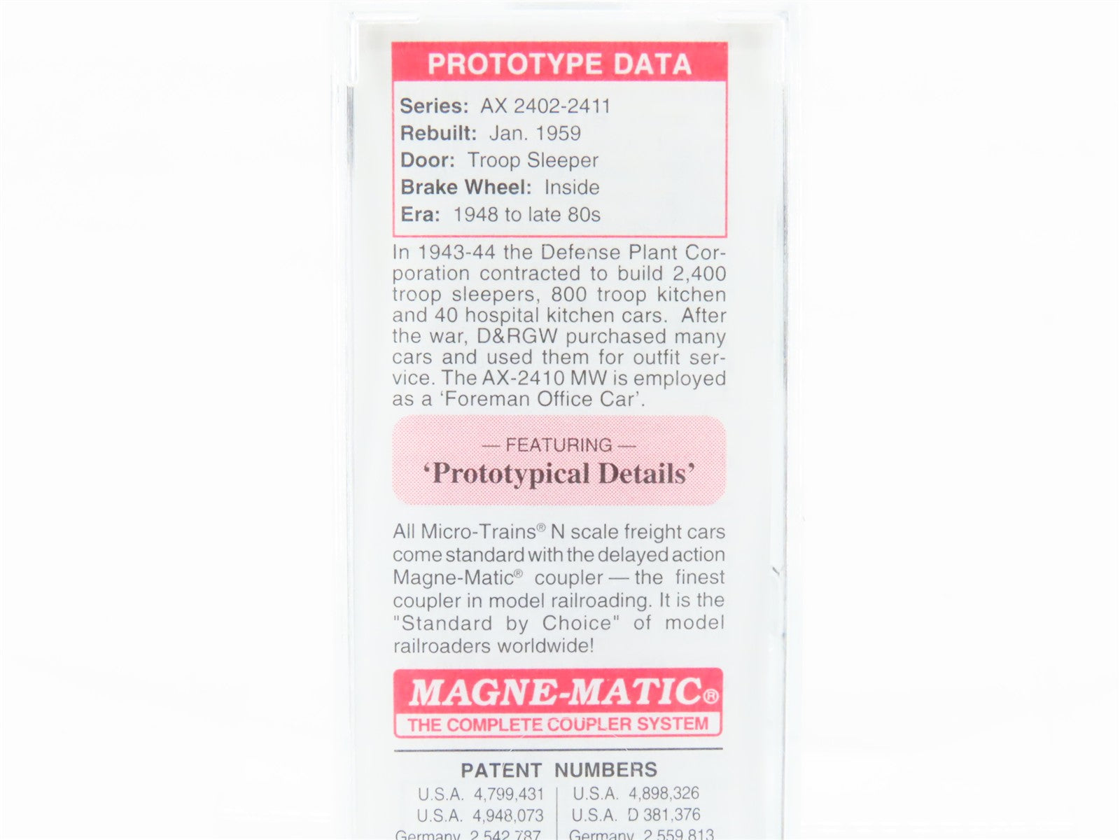 N Scale Micro-Trains MTL 116020.1 Denver & Rio Grande Western 50' Sleeper RTR