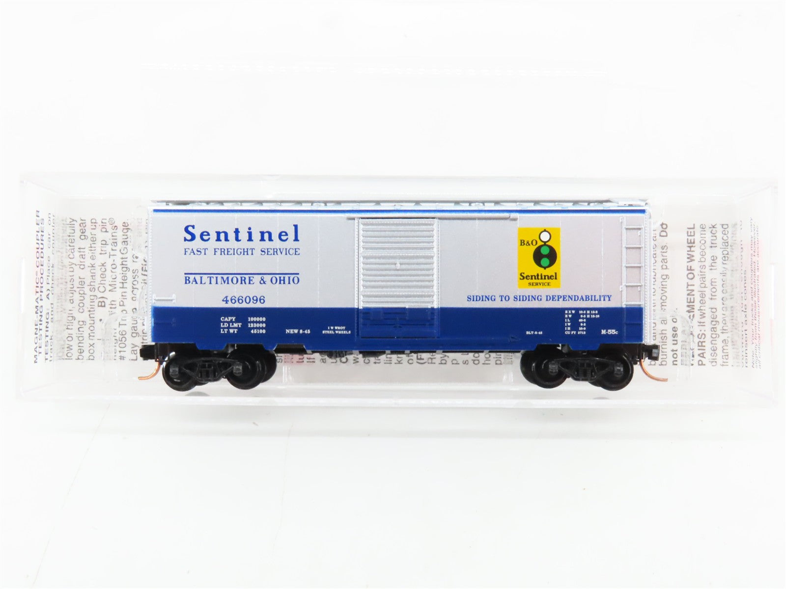 N Scale Micro-Trains MTL 20256 B&O Baltimore & Ohio 40' Box Car 466096 RTR