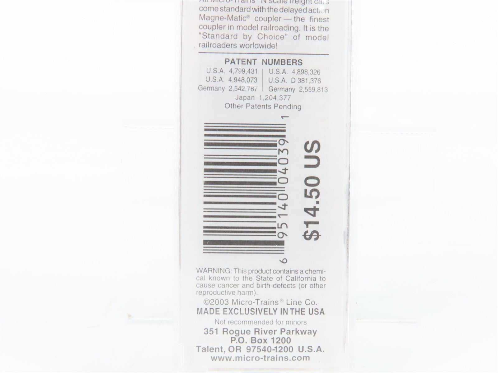 N Scale Micro-Trains MTL 20636 ACL Atlantic Coast Line 40' Box Car 21003 RTR