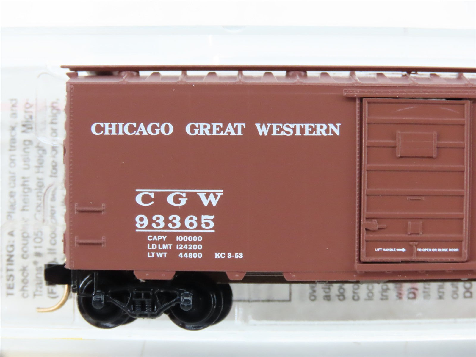 N Scale Micro-Trains MTL 20466 CGW Chicago Great Western 40' Box Car 93365 RTR