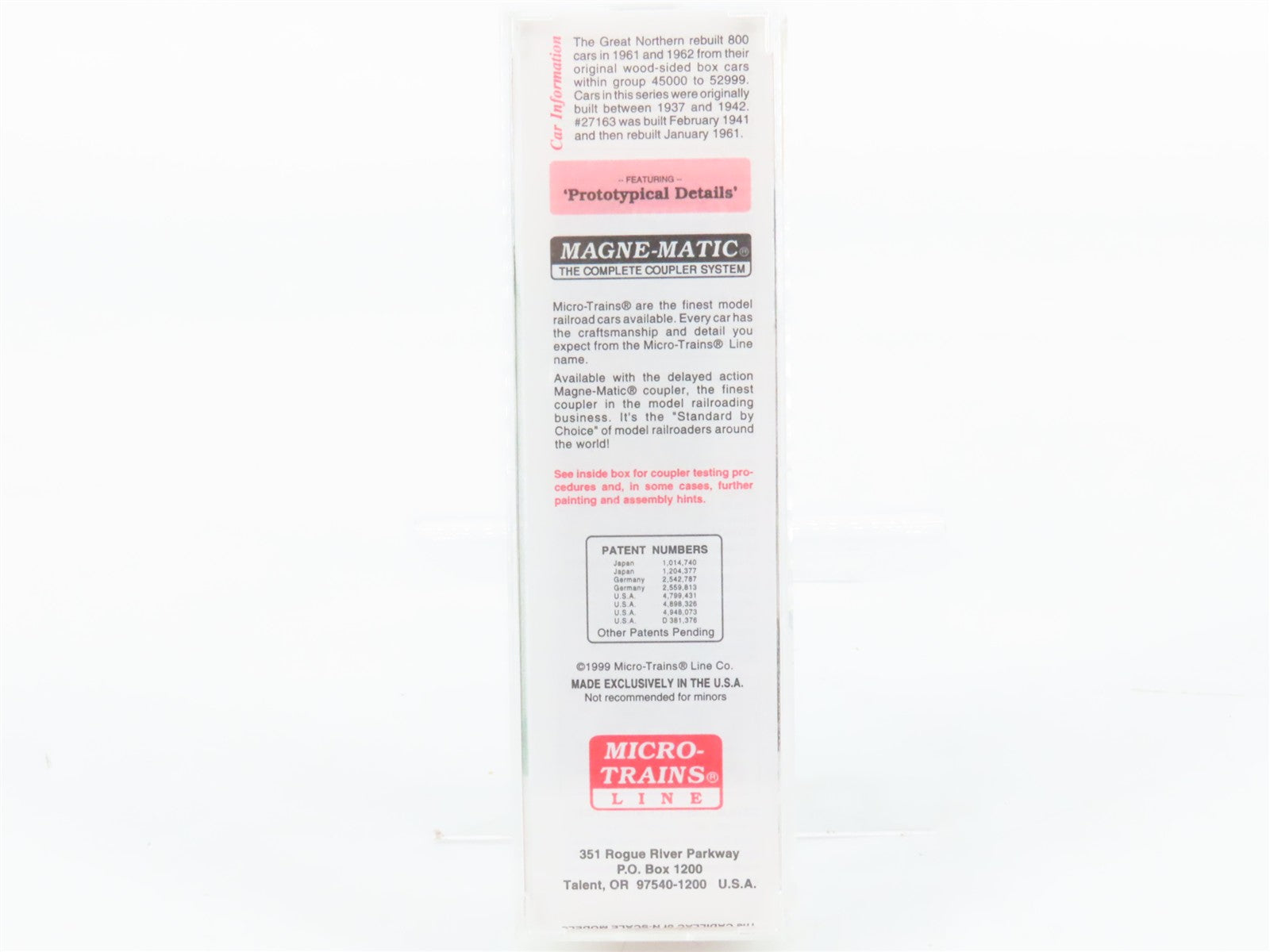 N Scale Micro-Trains MTL 20420 GN Great Northern 40' Box Car 27163 RTR