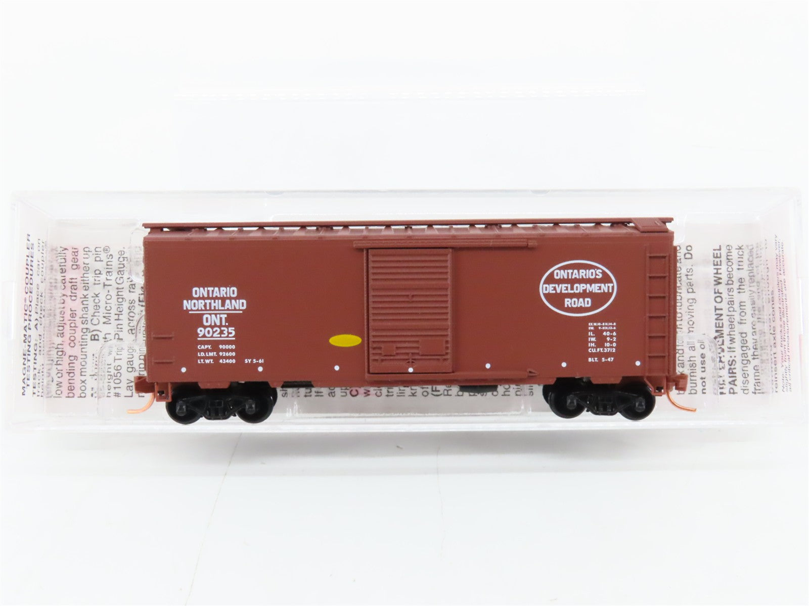 N Scale Micro-Trains MTL 02000376 ONT Ontario & Northland 40' Box Car 90235 RTR