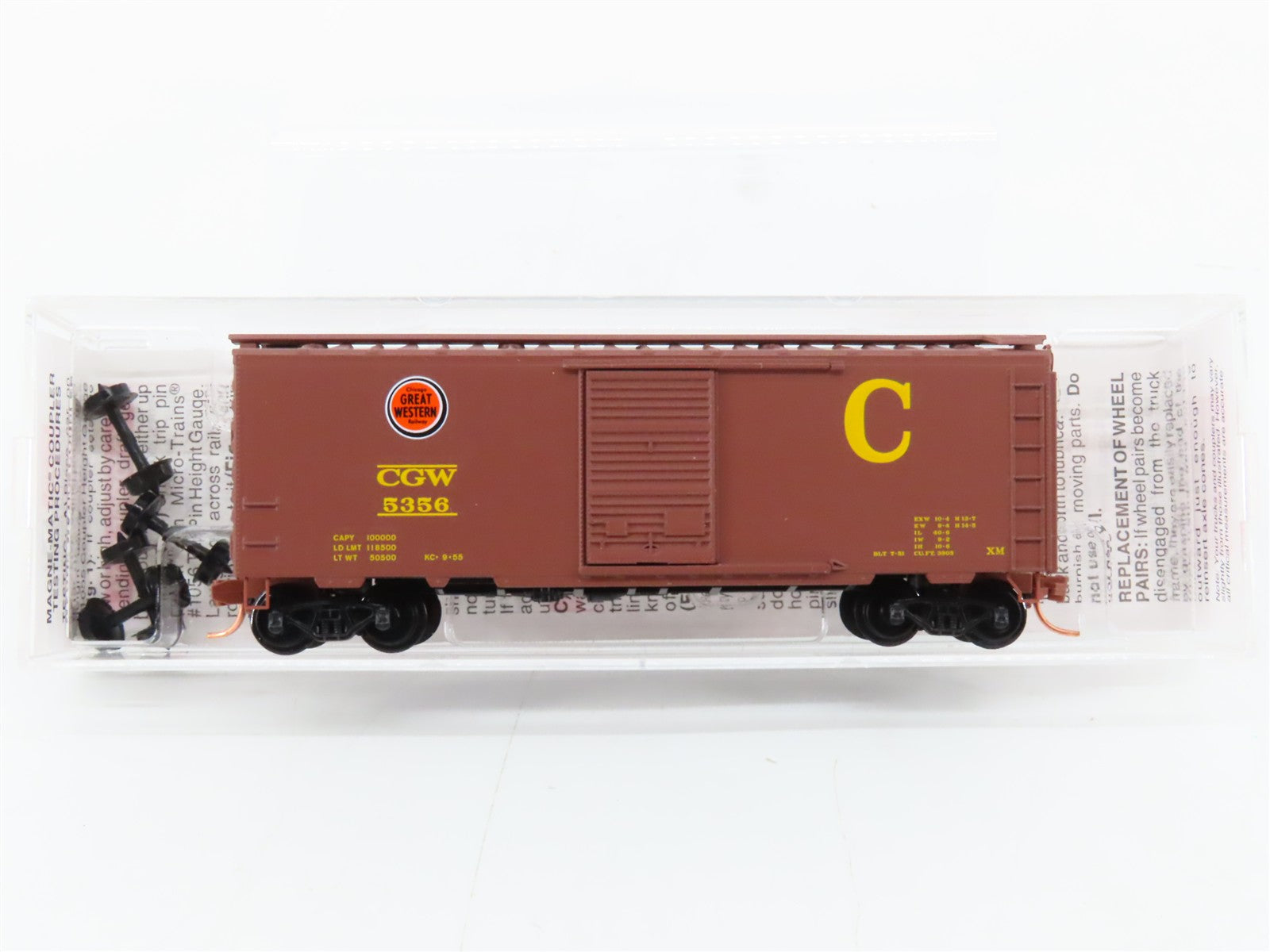 N Scale Micro-Trains MTL 02000736 CGW Chicago Great Western 40' Box Car 5356 RTR