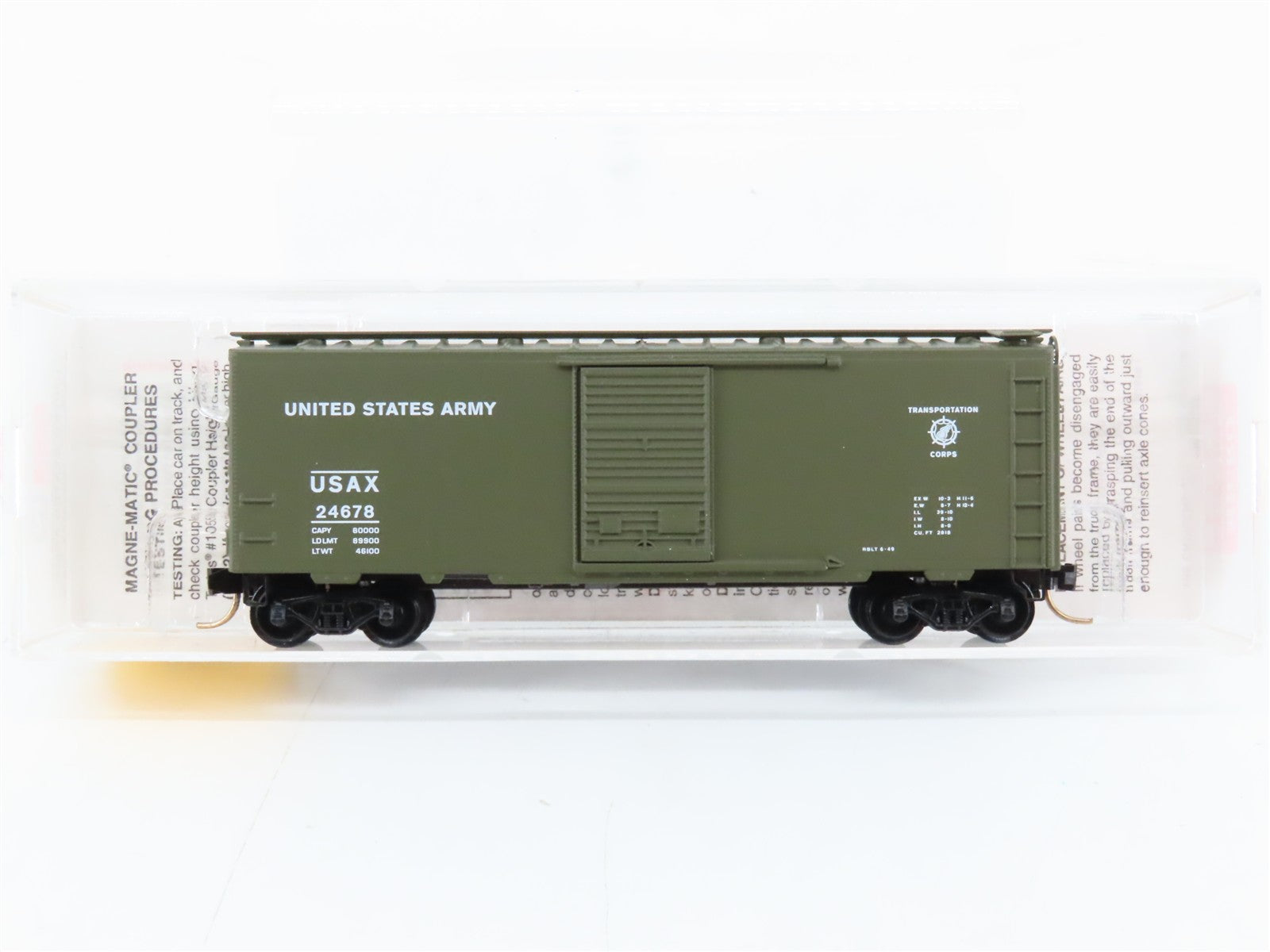 N Scale Micro-Trains MTL 20456 USAX United States Army 40' Box Car 24678 RTR