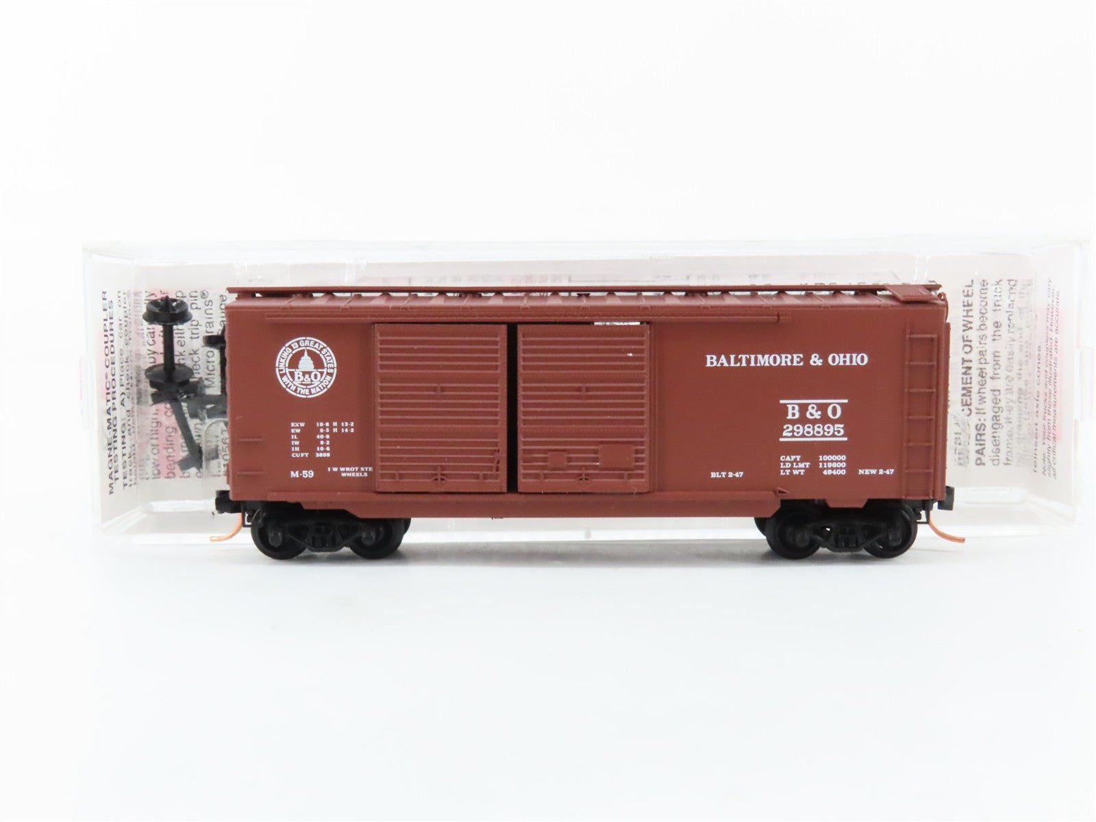 N Scale Micro-Trains MTL 23040 B&O Baltimore & Ohio 40' Box Car 298895 RTR