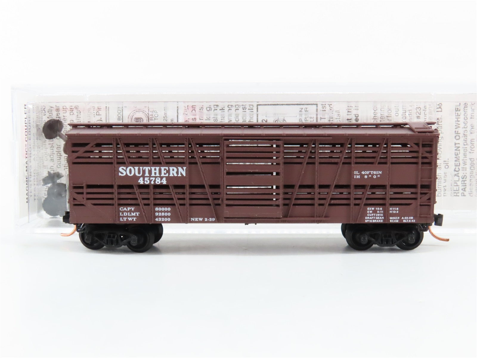 N Scale Micro-Trains MTL 35060 SOU Southern 40' Stock/Cattle Car 45784 RTR