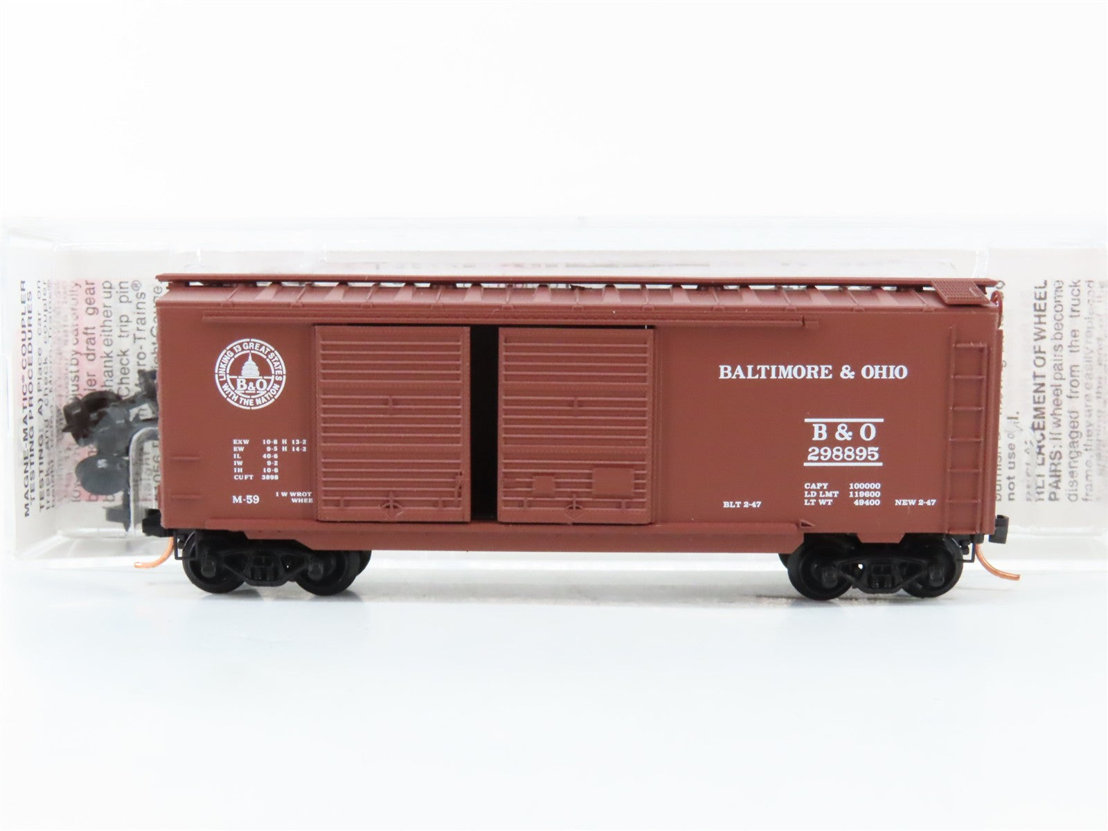 N Scale Micro-Trains MTL 23040 B&O Baltimore & Ohio 40' Box Car 298895 RTR