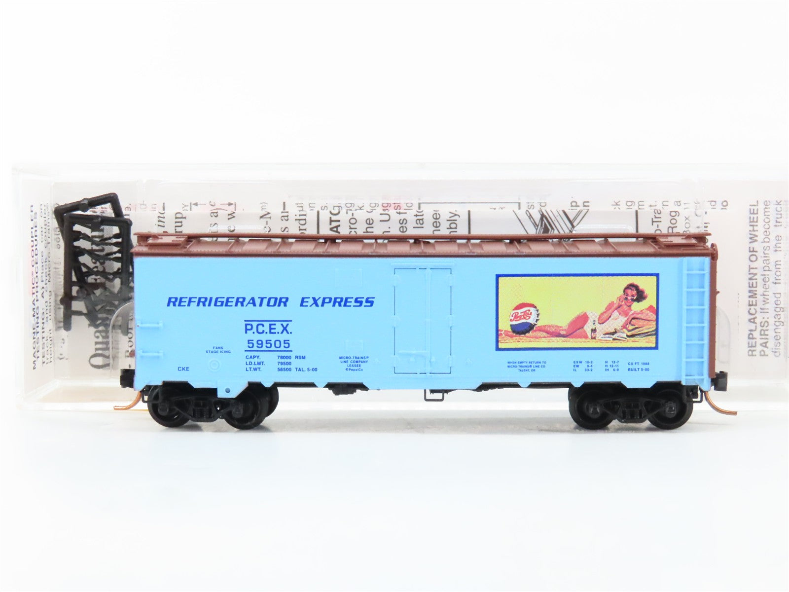 N Scale Micro-Trains MTL 59550 Pepsi-Cola 40' Ice Reefer Factory Interior RTR