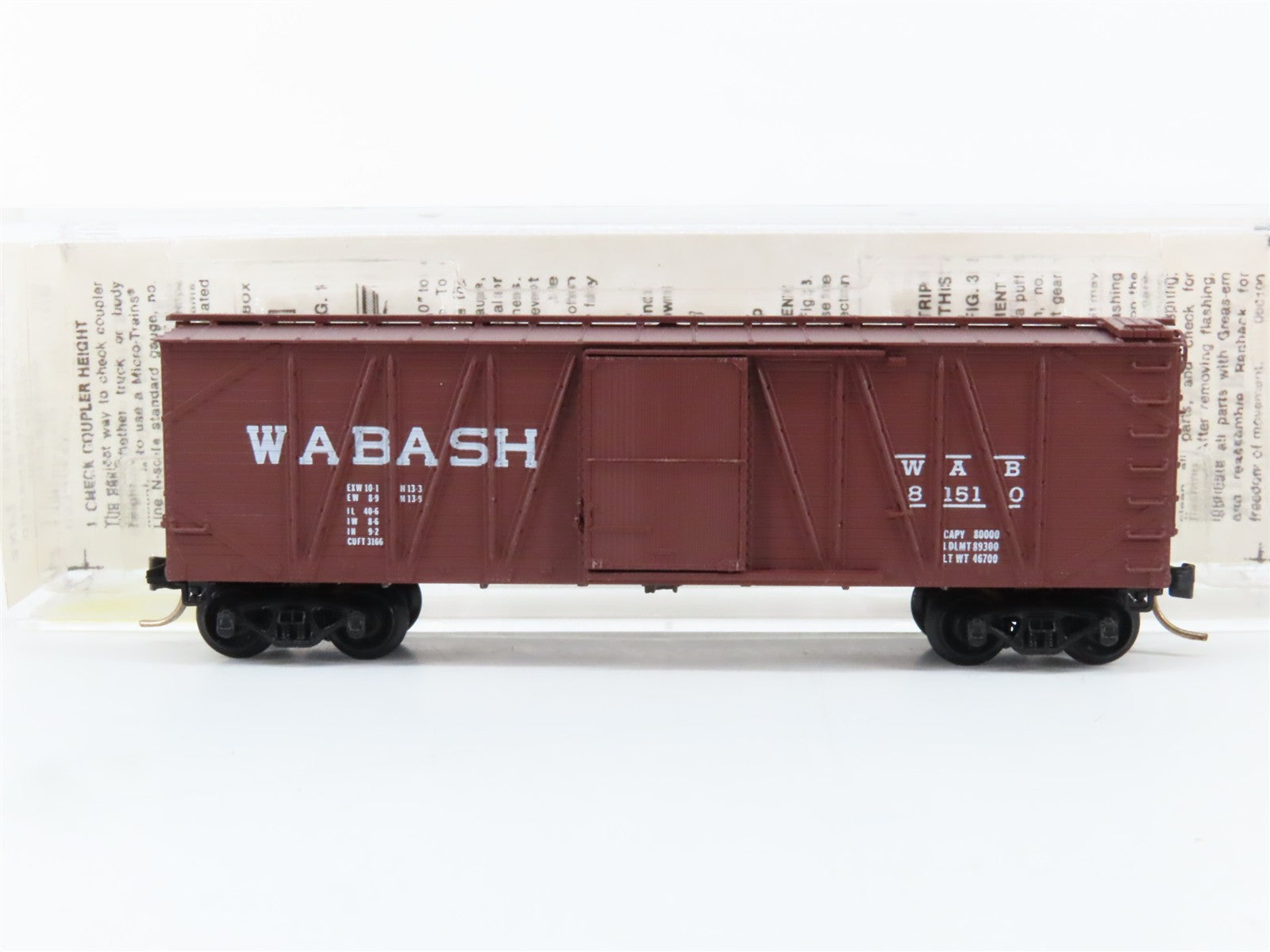N Scale Micro-Trains MTL 28050 Wabash 40' Outside-Braced Single Door Box Car RTR