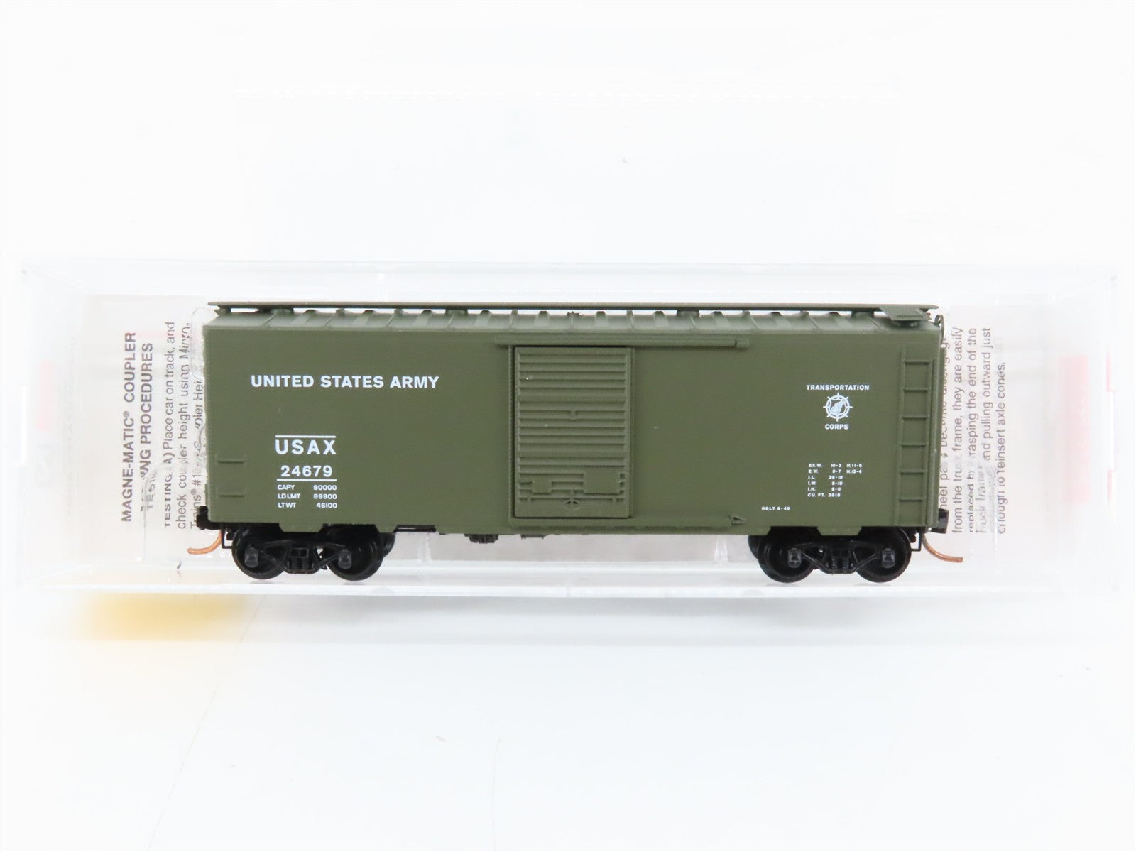 N Scale Micro-Trains MTL 20456 USAX United States Army 40' Box Car 24679 RTR
