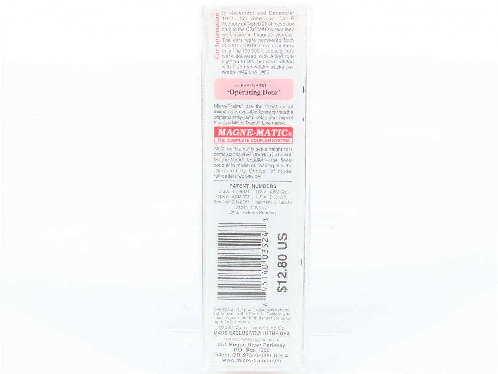N Scale Micro-Trains MTL 20596 40' Box Car RTR