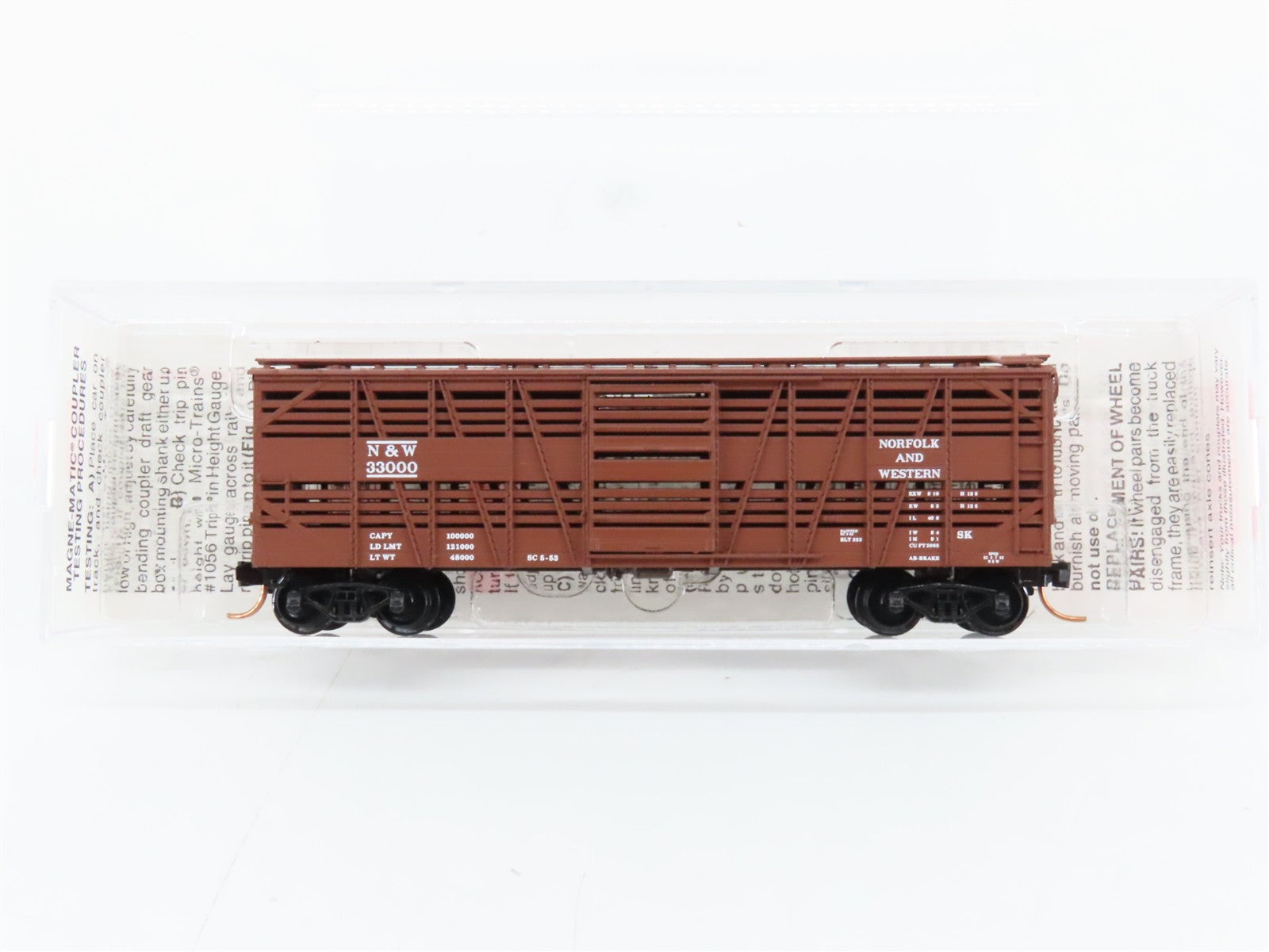 N Scale Micro-Trains MTL 35150 N&W Norfolk & Western 40' Stock/Cattle Car RTR