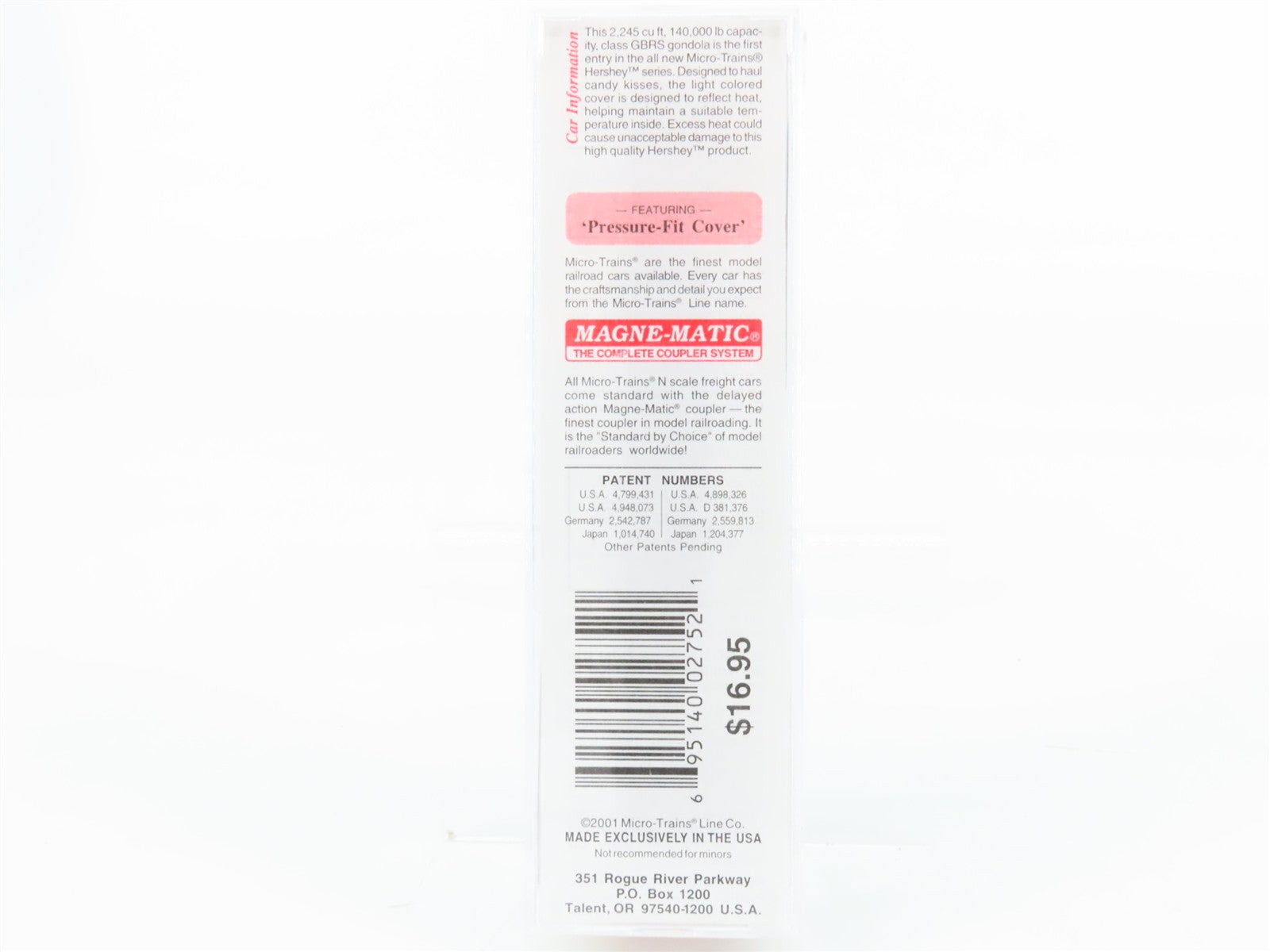 N Scale Micro-Trains MTL 106060 HFC Hershey's 50' Covered Gondola 1011 RTR