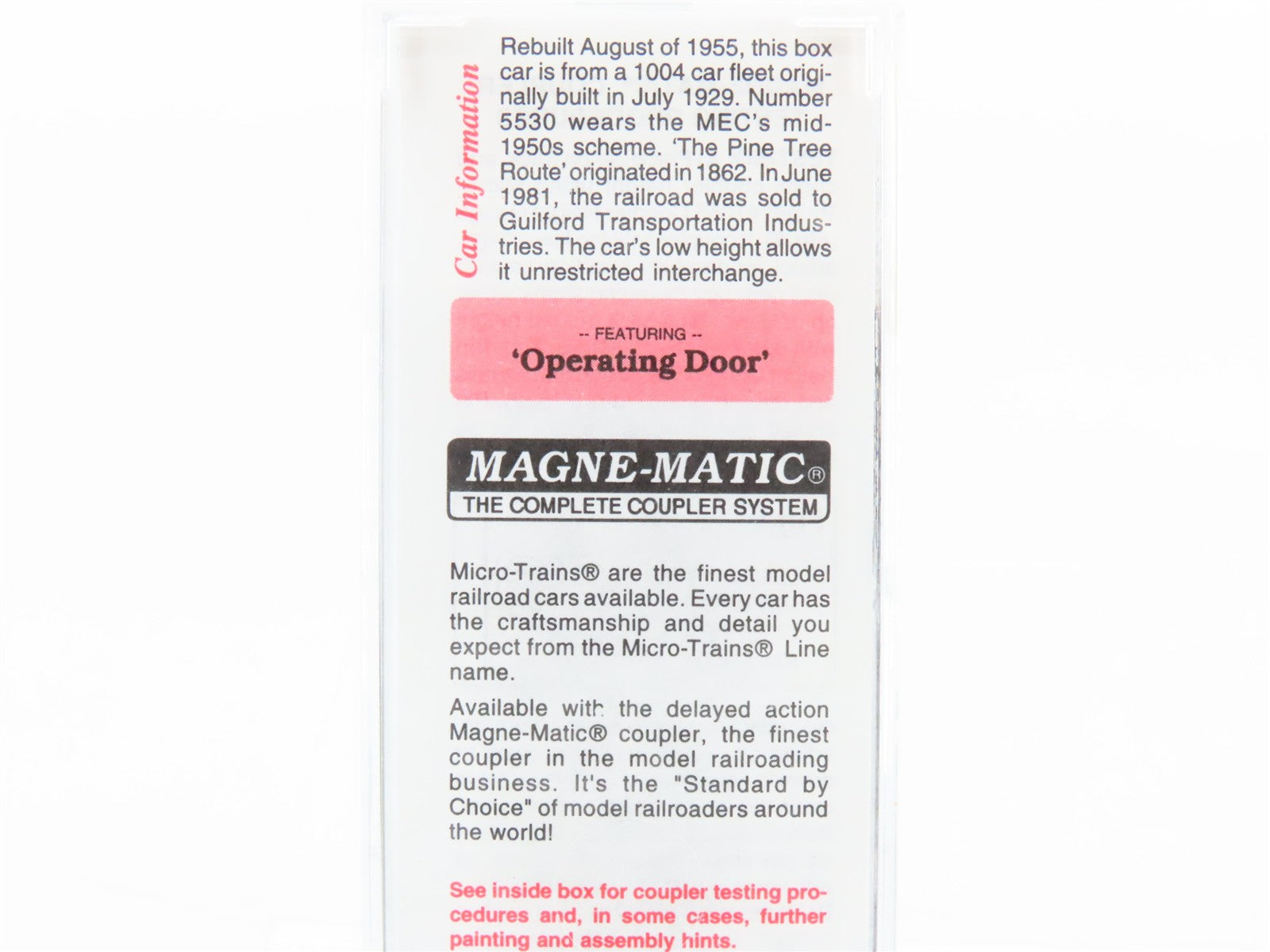 N Scale Micro-Trains MTL 120040 MEC Maine Central 40' Box Car 5530 RTR