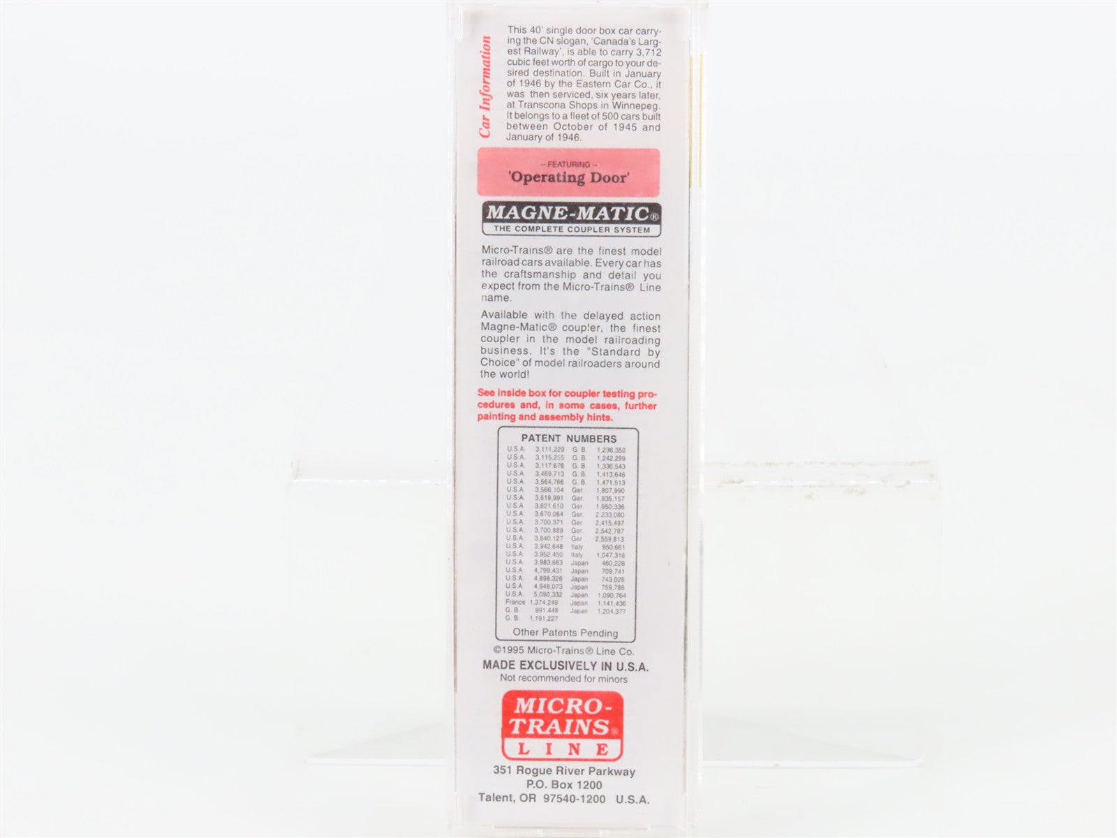 N Scale Micro-Trains MTL 20206 C.N. Canadian National 40' Box Car 521995