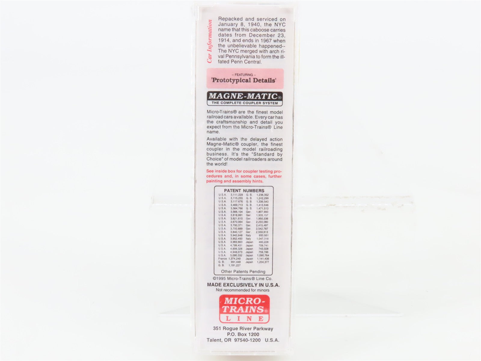 N Scale Micro-Trains MTL 51080 NYC New York Central 34' Caboose 19551