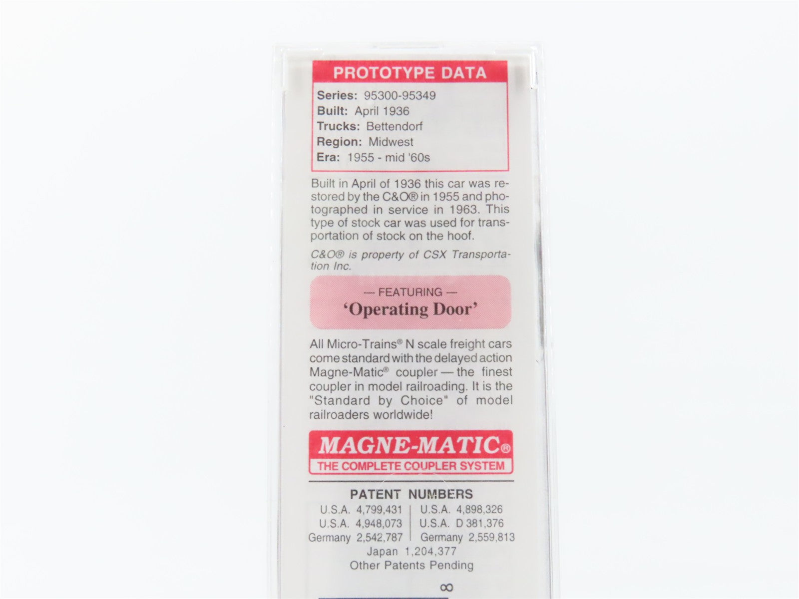 N Scale Micro-Trains MTL 35180 C&O Chesapeake & Ohio 40' Stock/Cattle Car 95336
