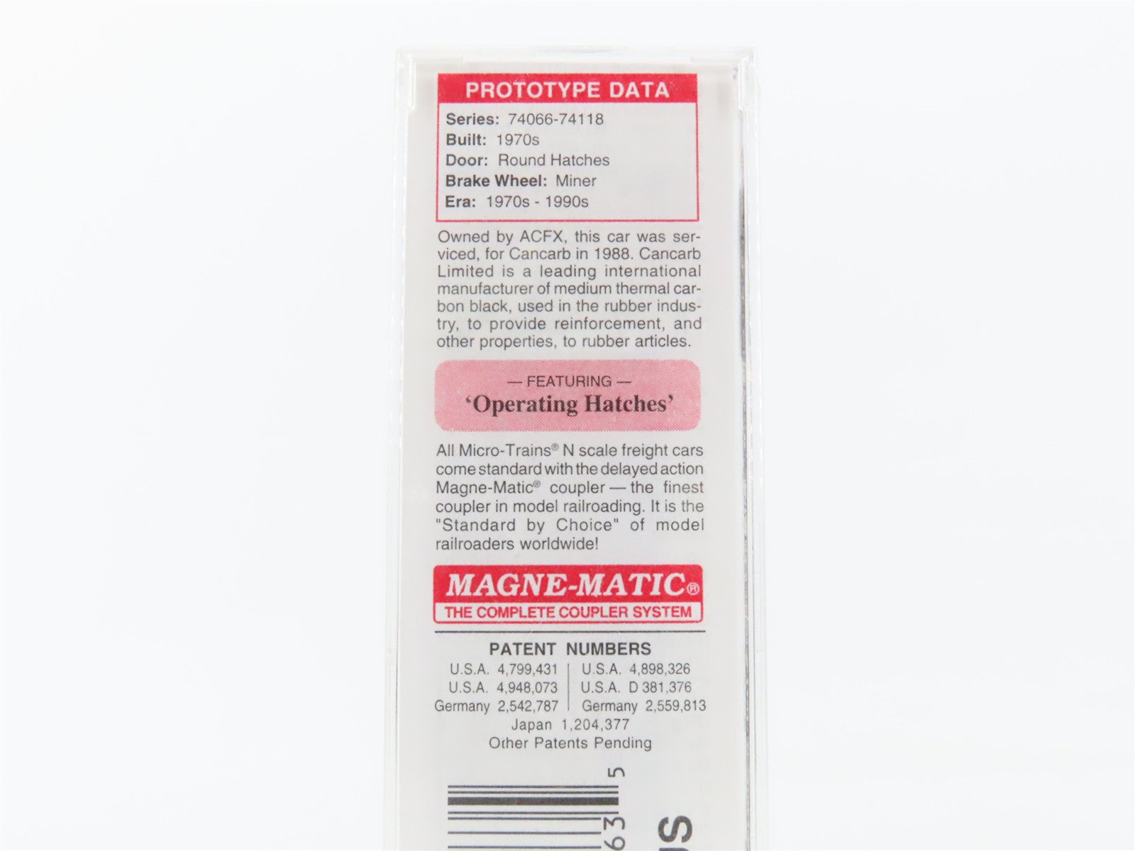 N Scale Micro-Trains MTL 93070 ACFX Cancarb 3-Bay Covered Hopper 74073