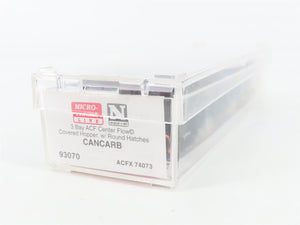 N Scale Micro-Trains MTL 93070 ACFX Cancarb 3-Bay Covered Hopper 74073