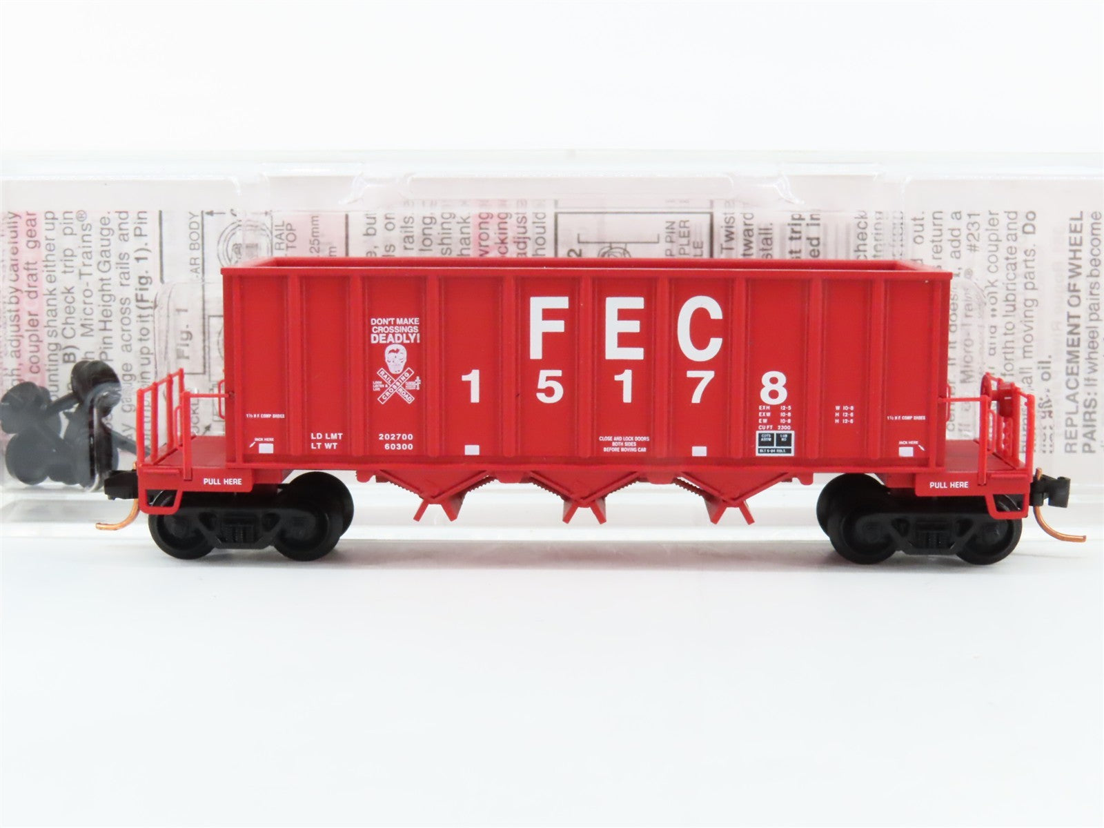 N Micro-Trains MTL 12500020 FEC Florida East Coast 3-Bay Ortner Hopper 15178