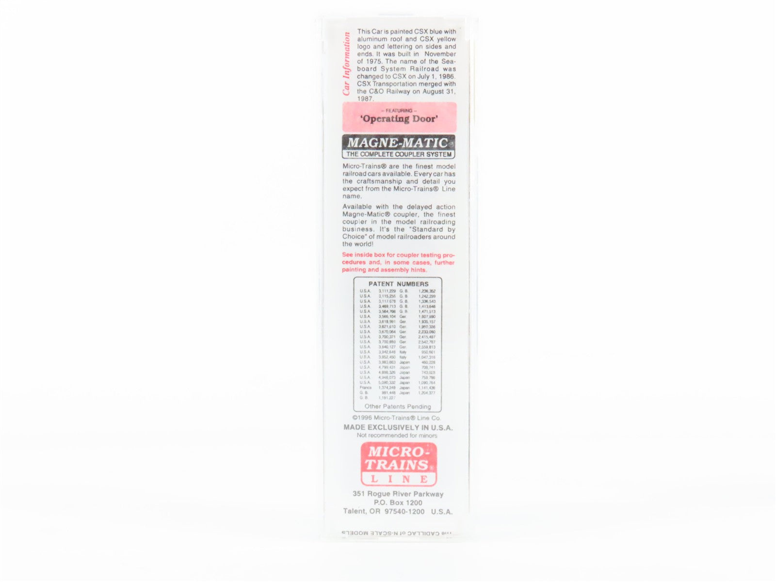 N Scale Micro-Trains MTL 25550/3 CSXT CSX 50' Box Car 141085