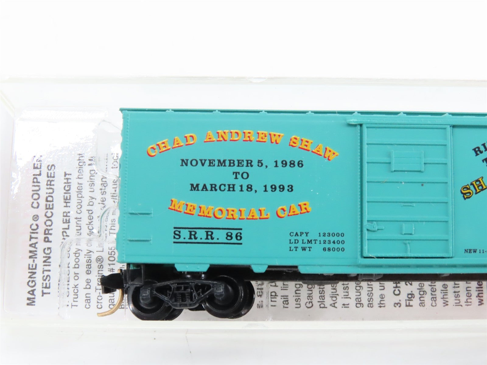 N Micro-Trains MTL Special Run #1 SRR Shawnee Railroad CAS Memorial Box Car 86