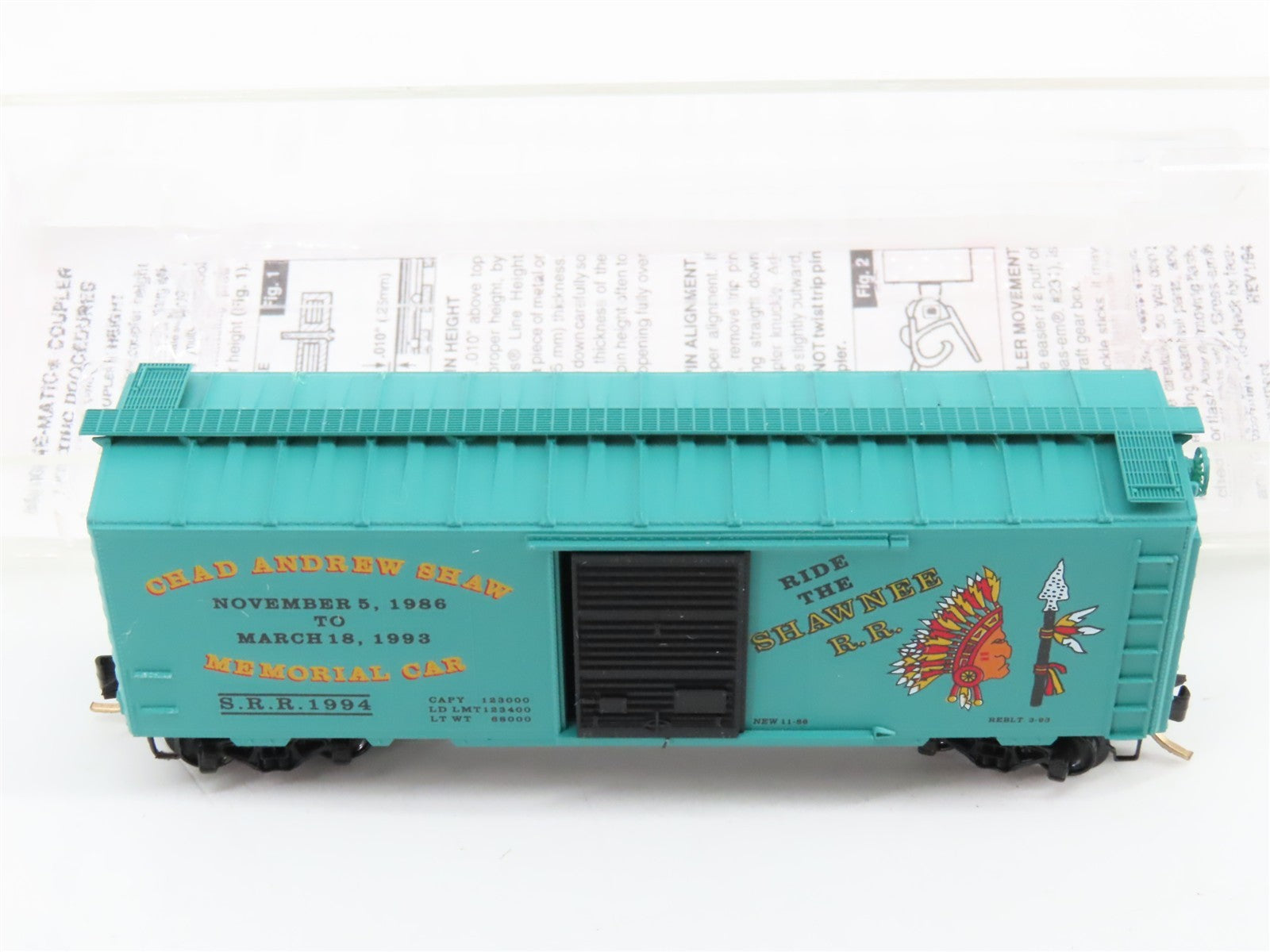 N Micro-Trains MTL Special Run #1 SRR Shawnee Railroad CAS Memorial Box Car 1994